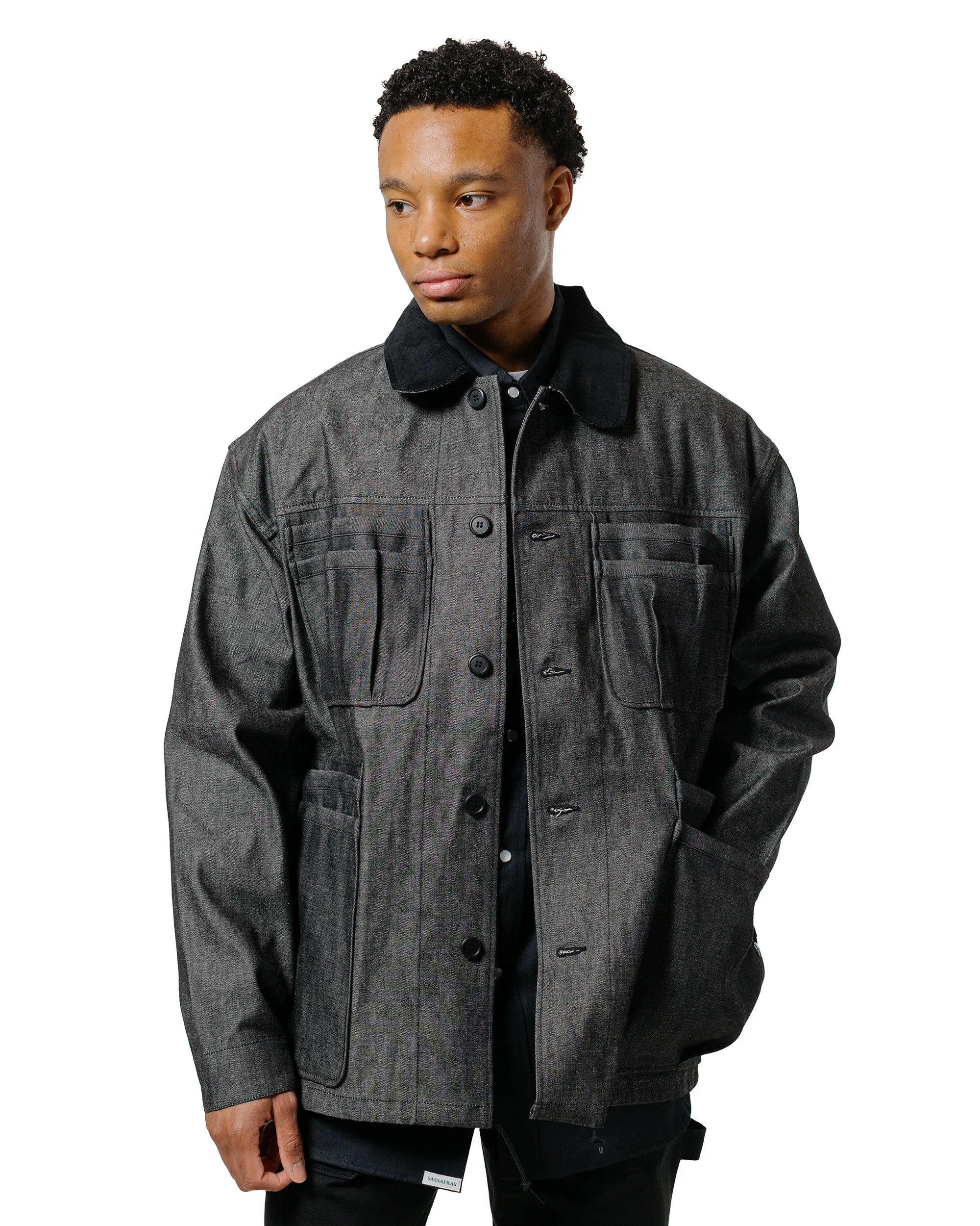 Sassafras Overgrown Warden Jacket 10oz Denim Black sold by Lost & Found product image thumbnail 2