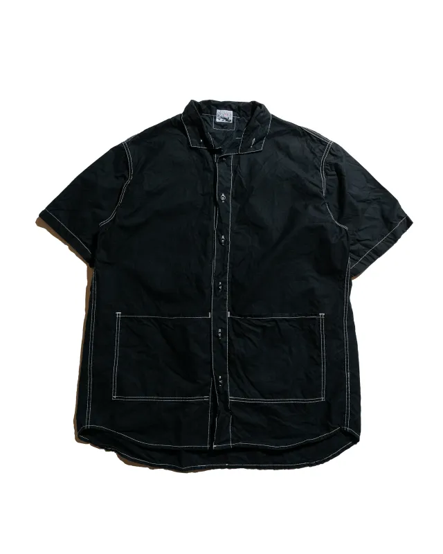 Tender Type 469 Short Sleeve Flipped Collar Shirt Black Cotton Panama Rinsed sold by Lost & Found