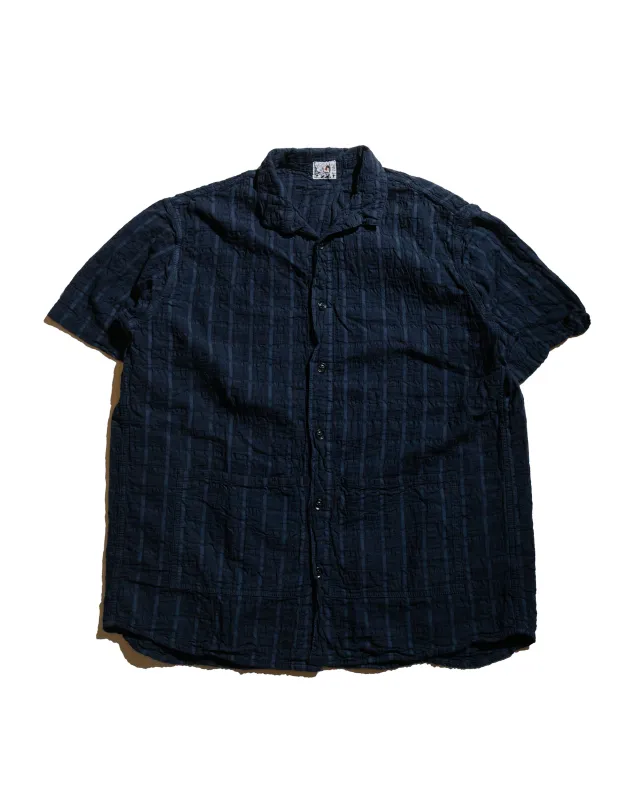 Tender Type 469 Short Sleeve Flipped Collar Shirt Airbag Cambric Hadal Blue made by Tender