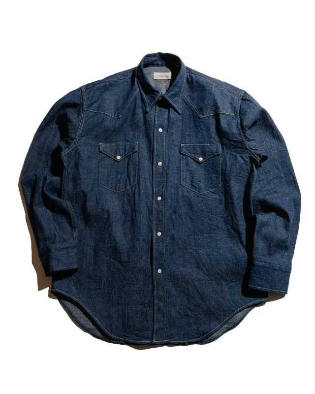 Cohérence Abiquiu 10oz Logger Selvedge Denim Shirt Indigo sold by Lost & Found