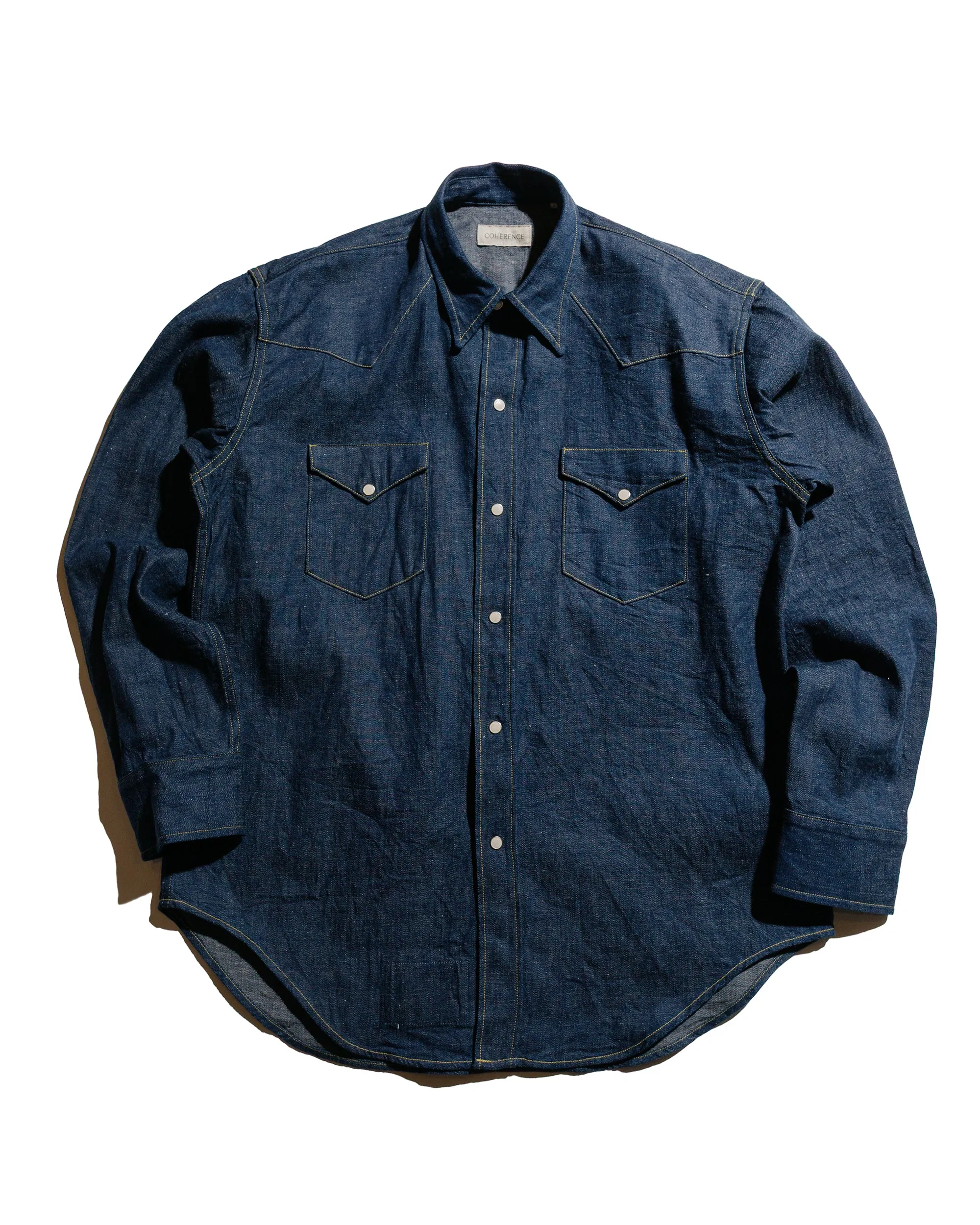 Cohérence Abiquiu 10oz Logger Selvedge Denim Shirt Indigo sold by Lost & Found