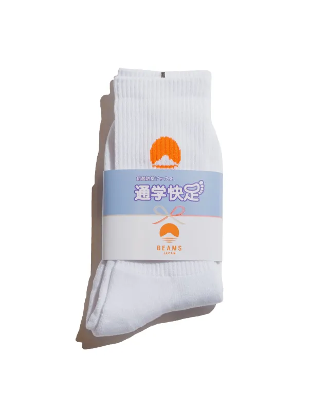 Beams Japan Logo Socks White/Orange made by Lost & Found