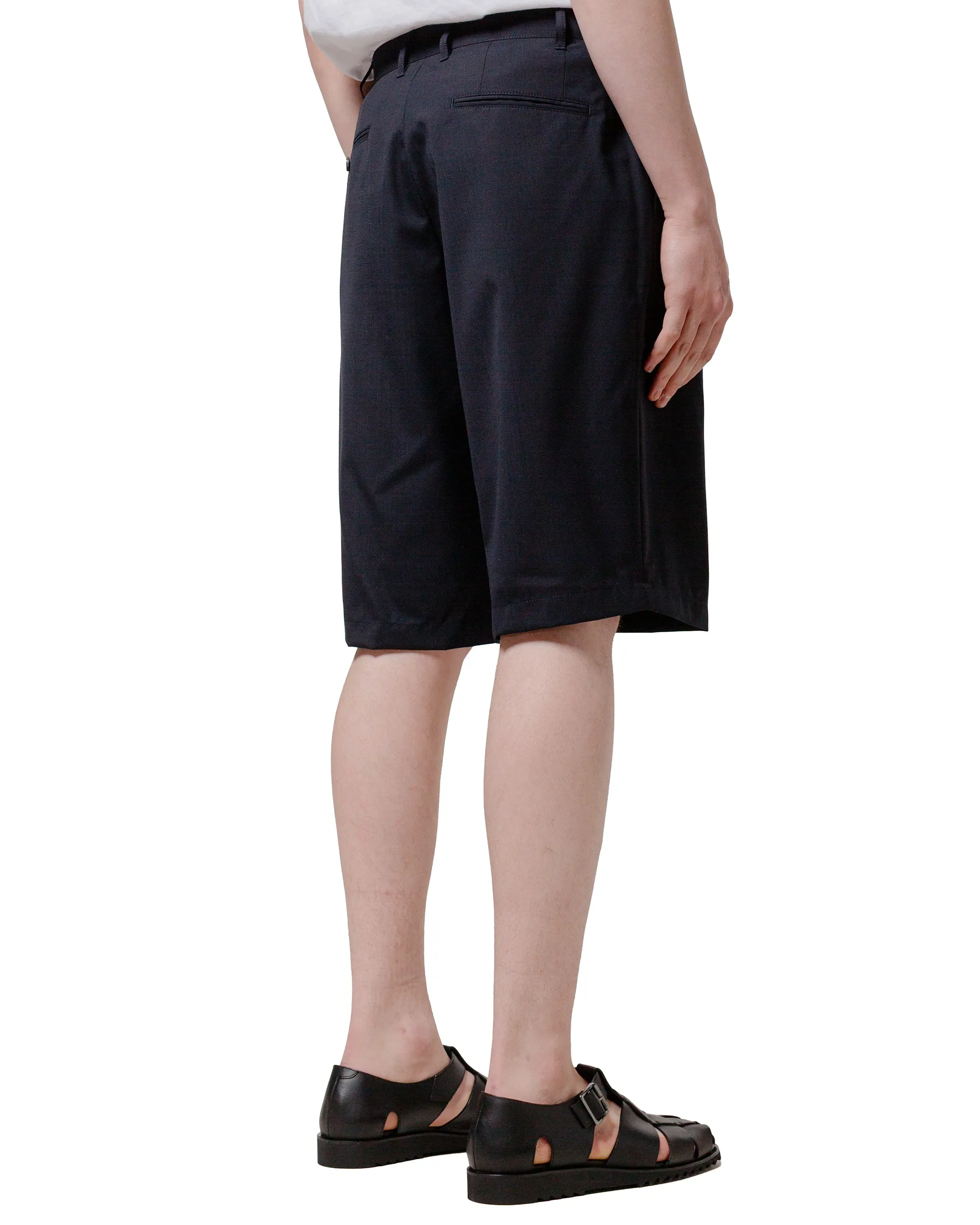 Beams Plus 2Pleats Shorts Wool Tropical Navy sold by Lost & Found product image thumbnail 3