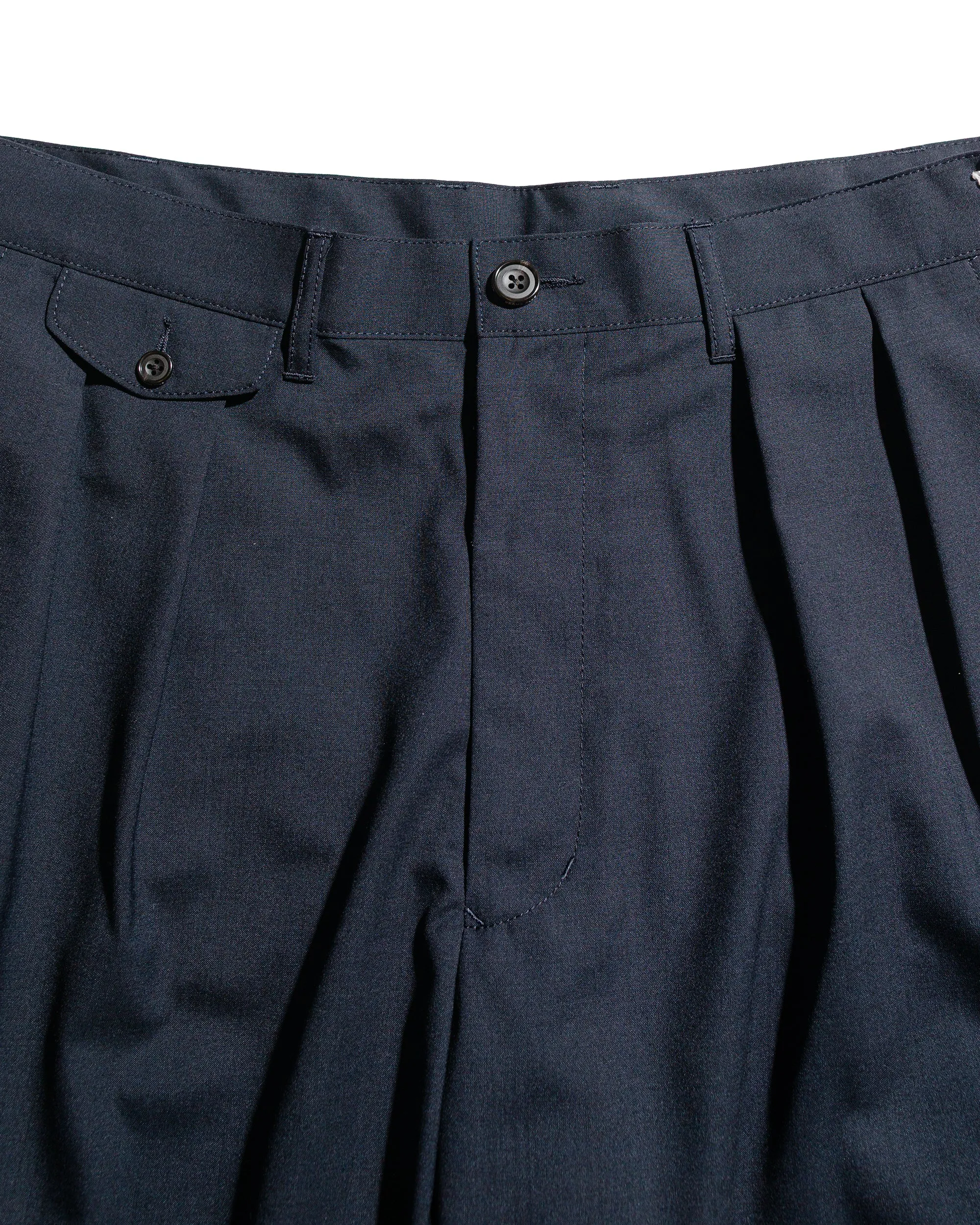Beams Plus 2Pleats Shorts Wool Tropical Navy sold by Lost & Found product image thumbnail 5