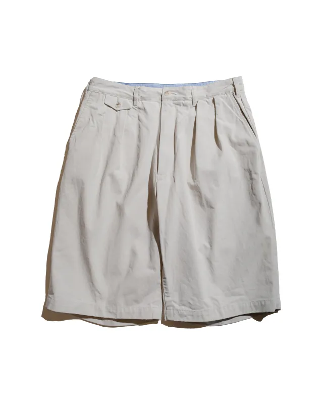 Beams Plus 2Pleats Shorts Twill Bio Washed Cement sold by Lost & Found