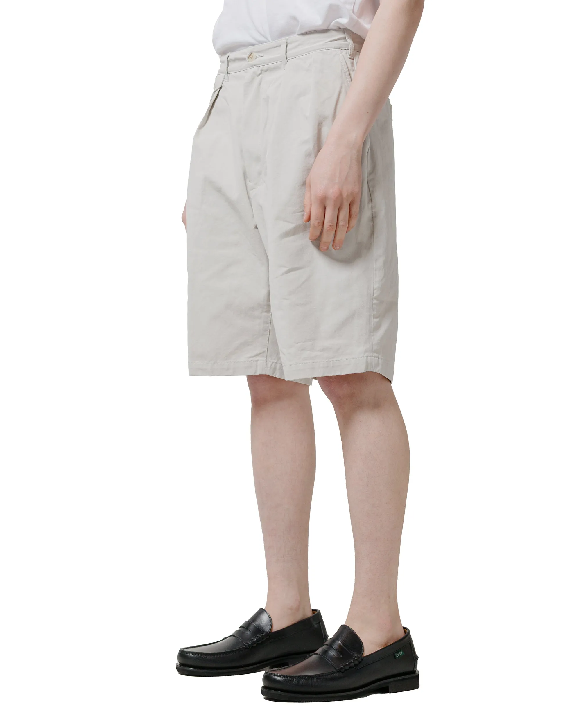Beams Plus 2Pleats Shorts Twill Bio Washed Cement sold by Lost & Found product image thumbnail 2