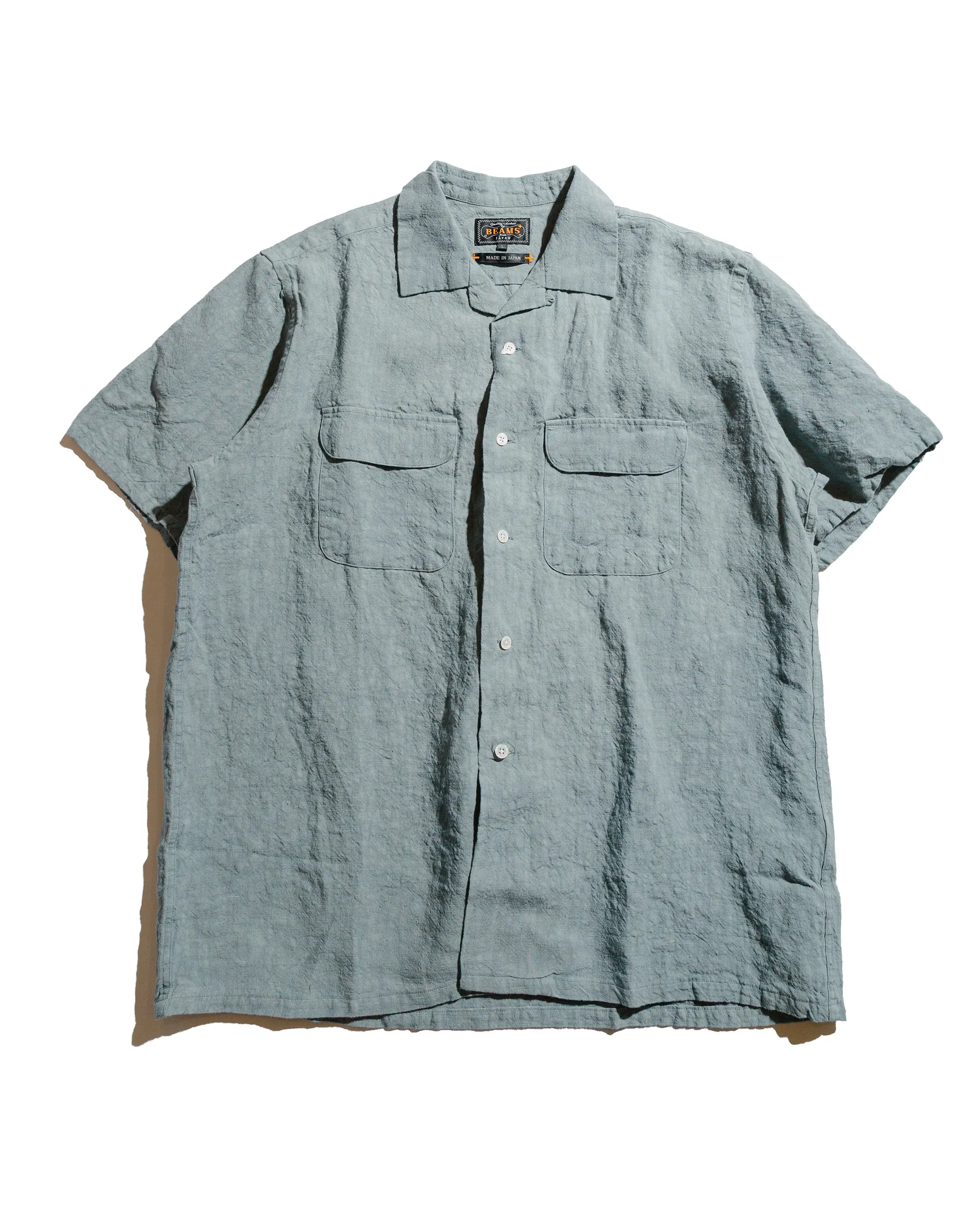 Beams Plus Open Collar 1/40 Linen Sax sold by Lost & Found