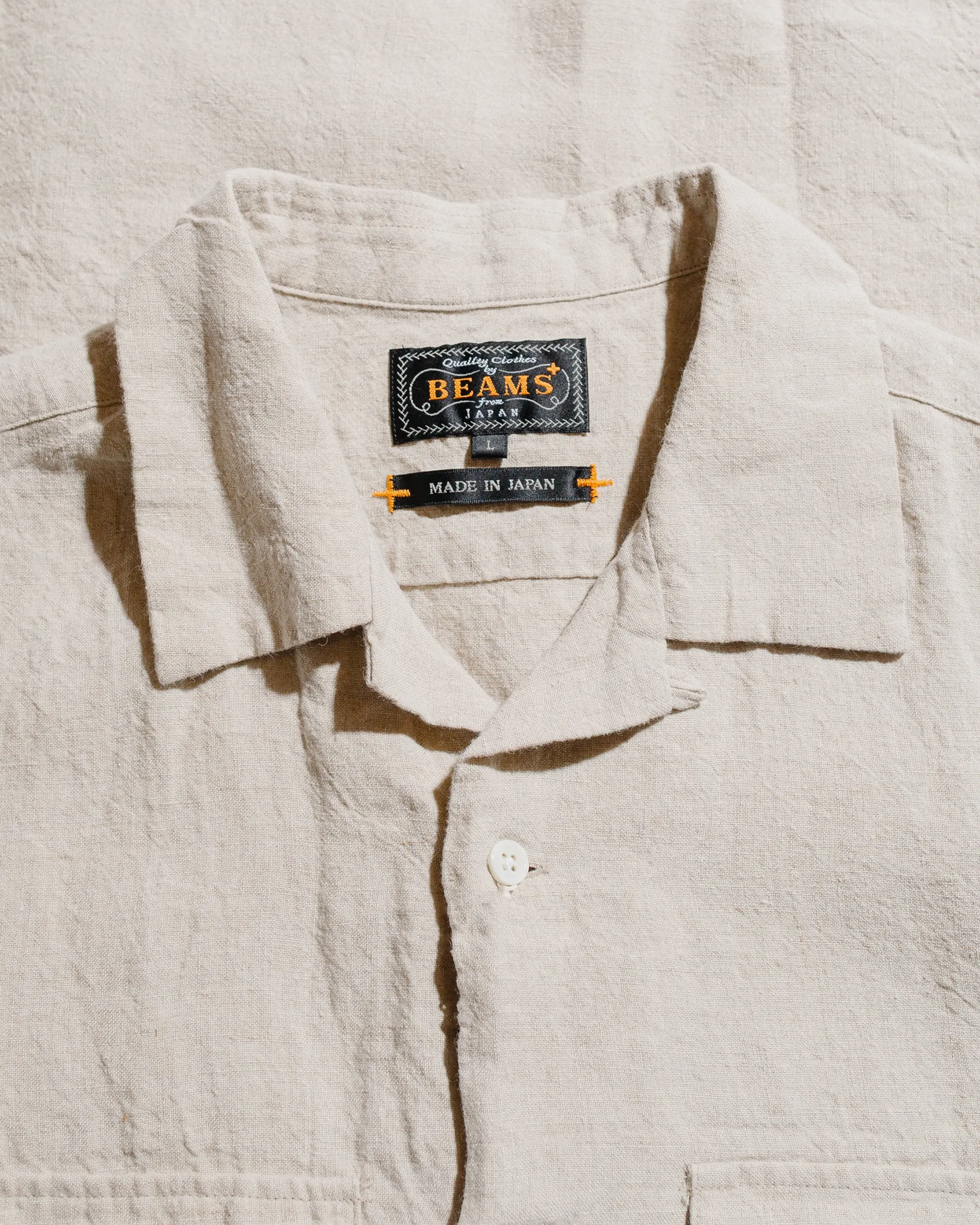 Beams Plus Open Collar 1/40 Linen Beige sold by Lost & Found product image thumbnail 5