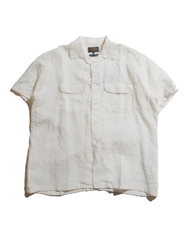 MARKAWARE New Open Collar S/S Shirt Hemp Shirting Taupe