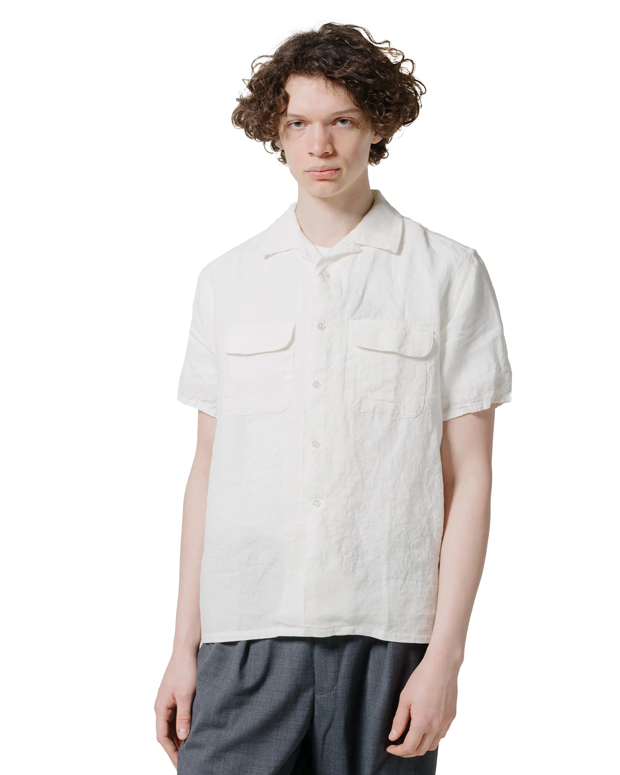 Beams Plus Open Collar 1/40 Linen White sold by Lost & Found product image thumbnail 2