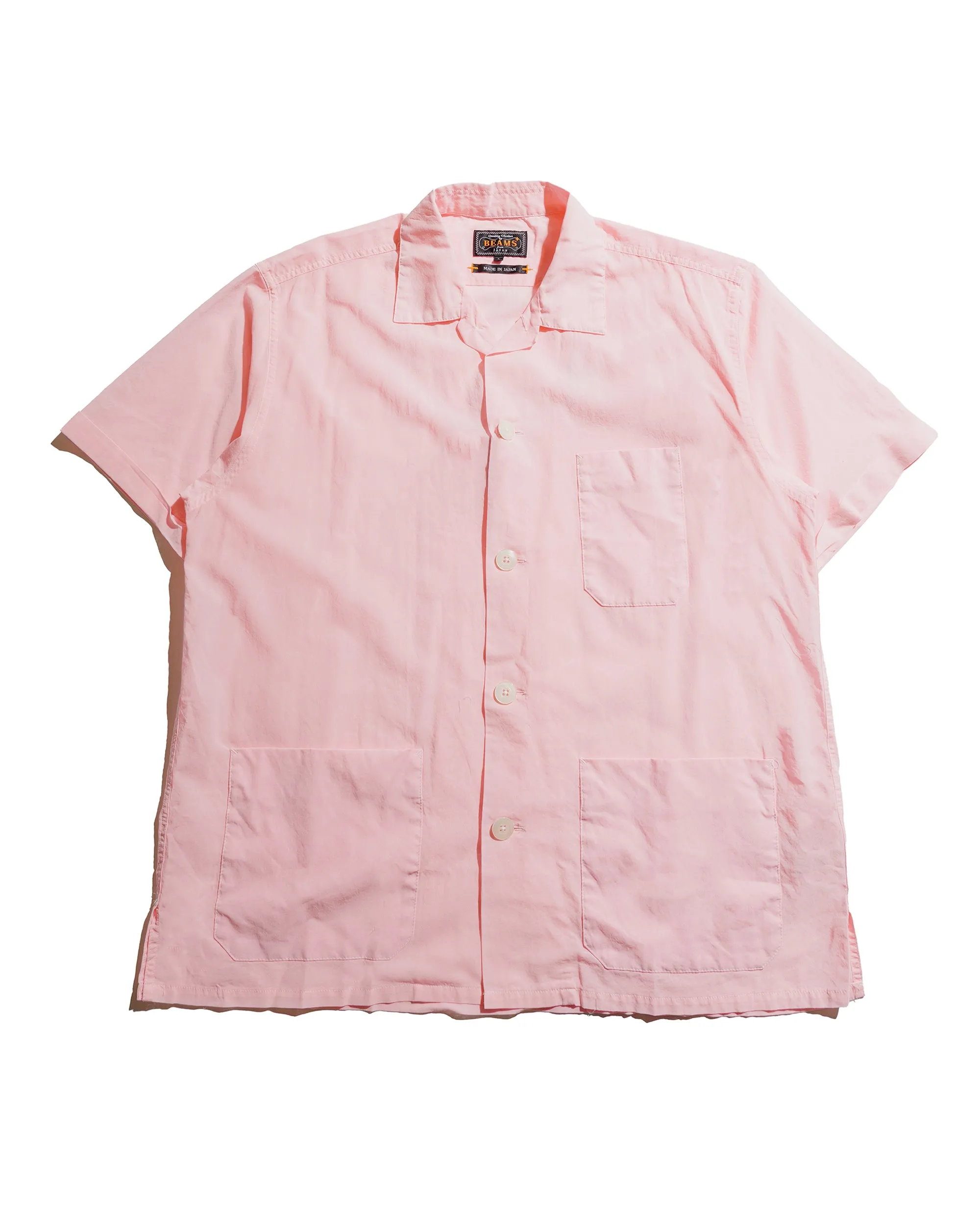 Beams Plus Beach Shirt 100/2 Organdy Garment Dyed Pink sold by Lost & Found