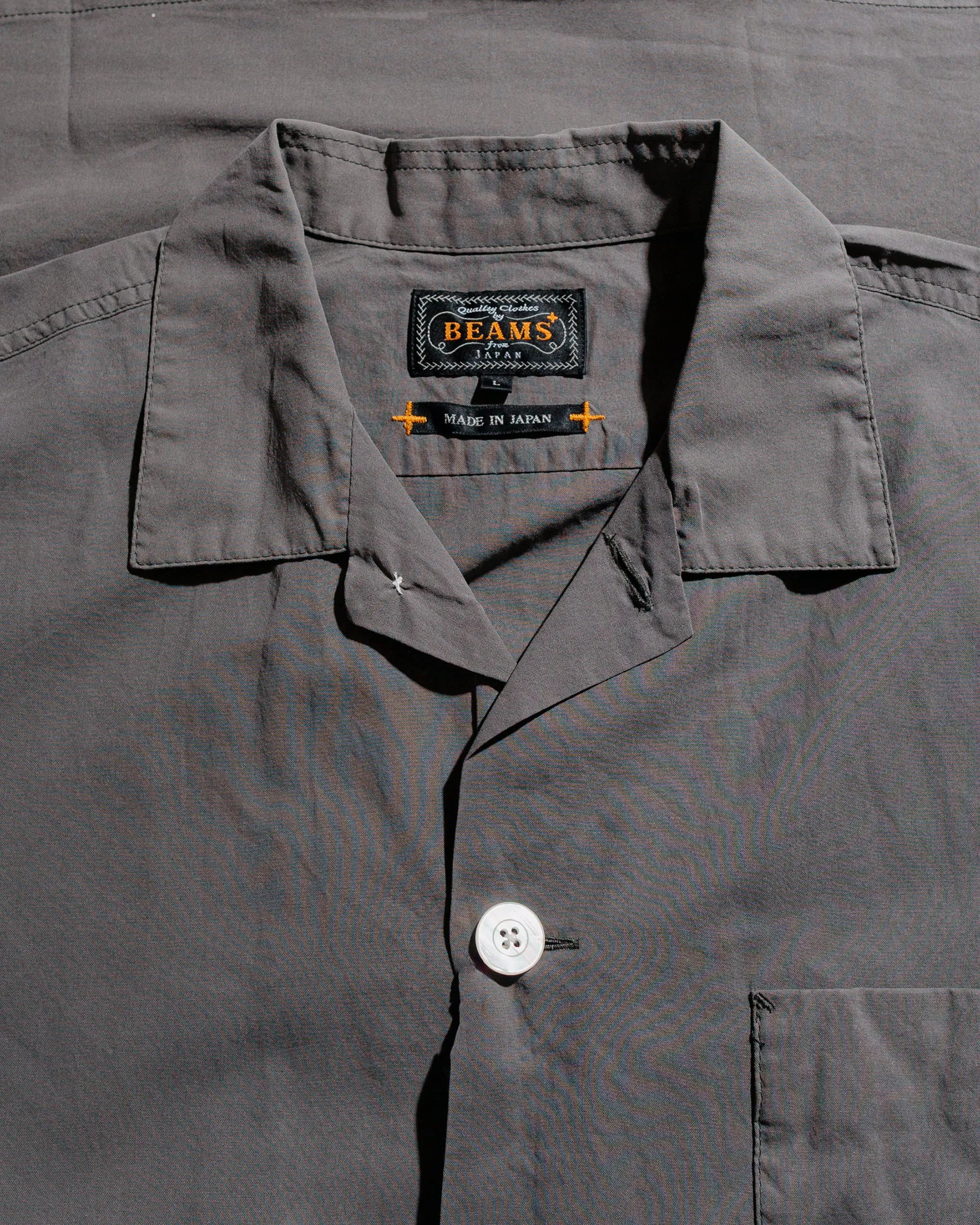 Beams Plus Beach Shirt 100/2 Organdy Garment Dyed Charcoal sold by Lost & Found product image thumbnail 5