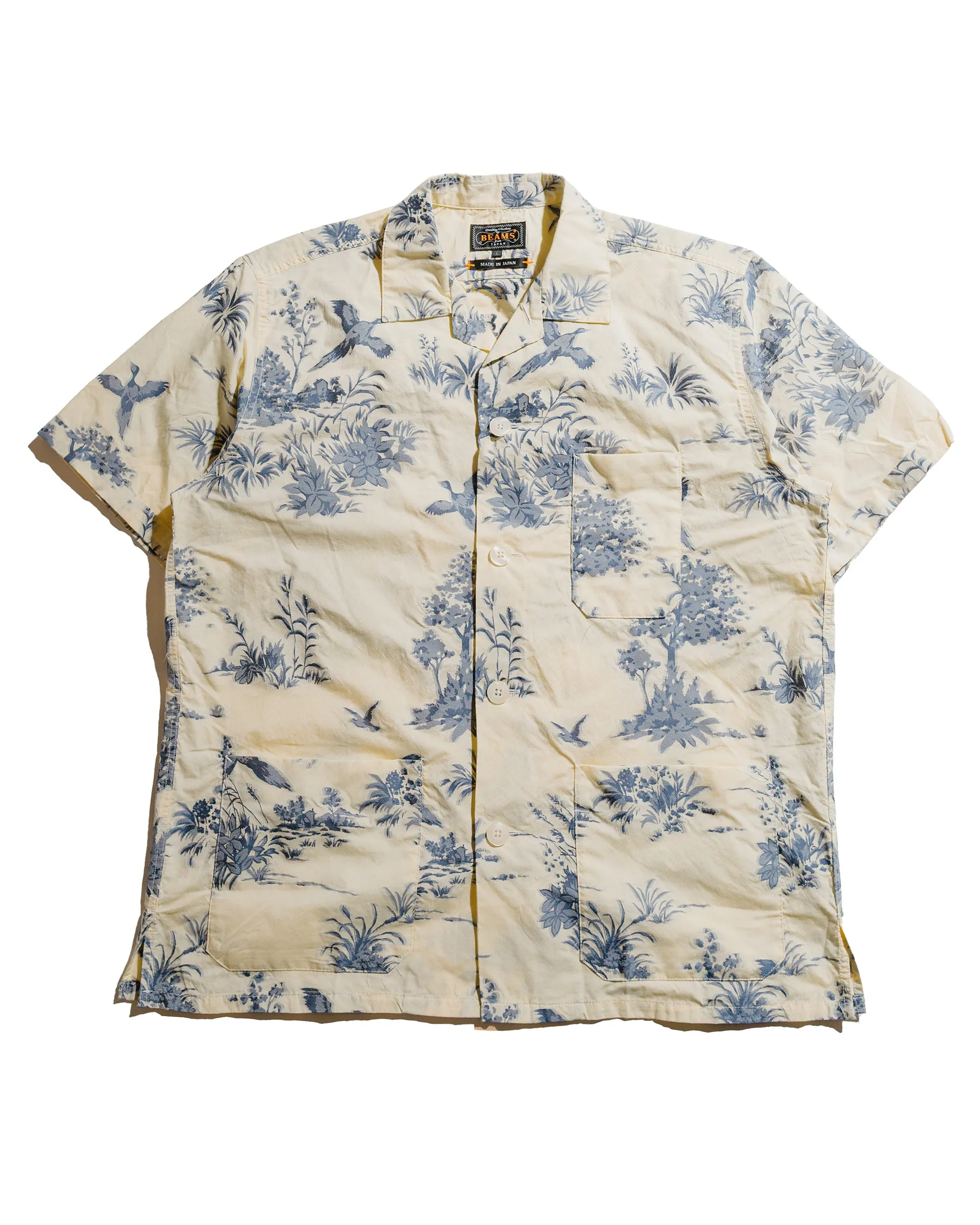 Beams Plus Beach Shirt Cut Jacquard Cream sold by Lost & Found