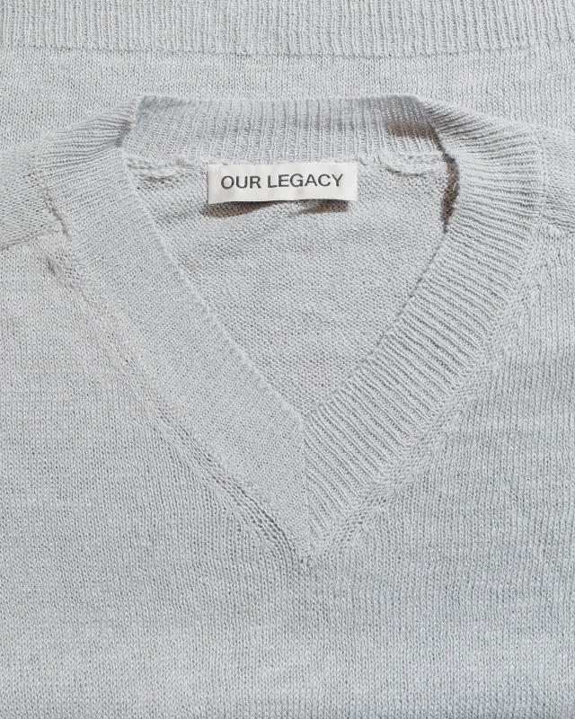 Our Legacy Rue V-Neck Powder Blue Cyclone Linen | Parallel