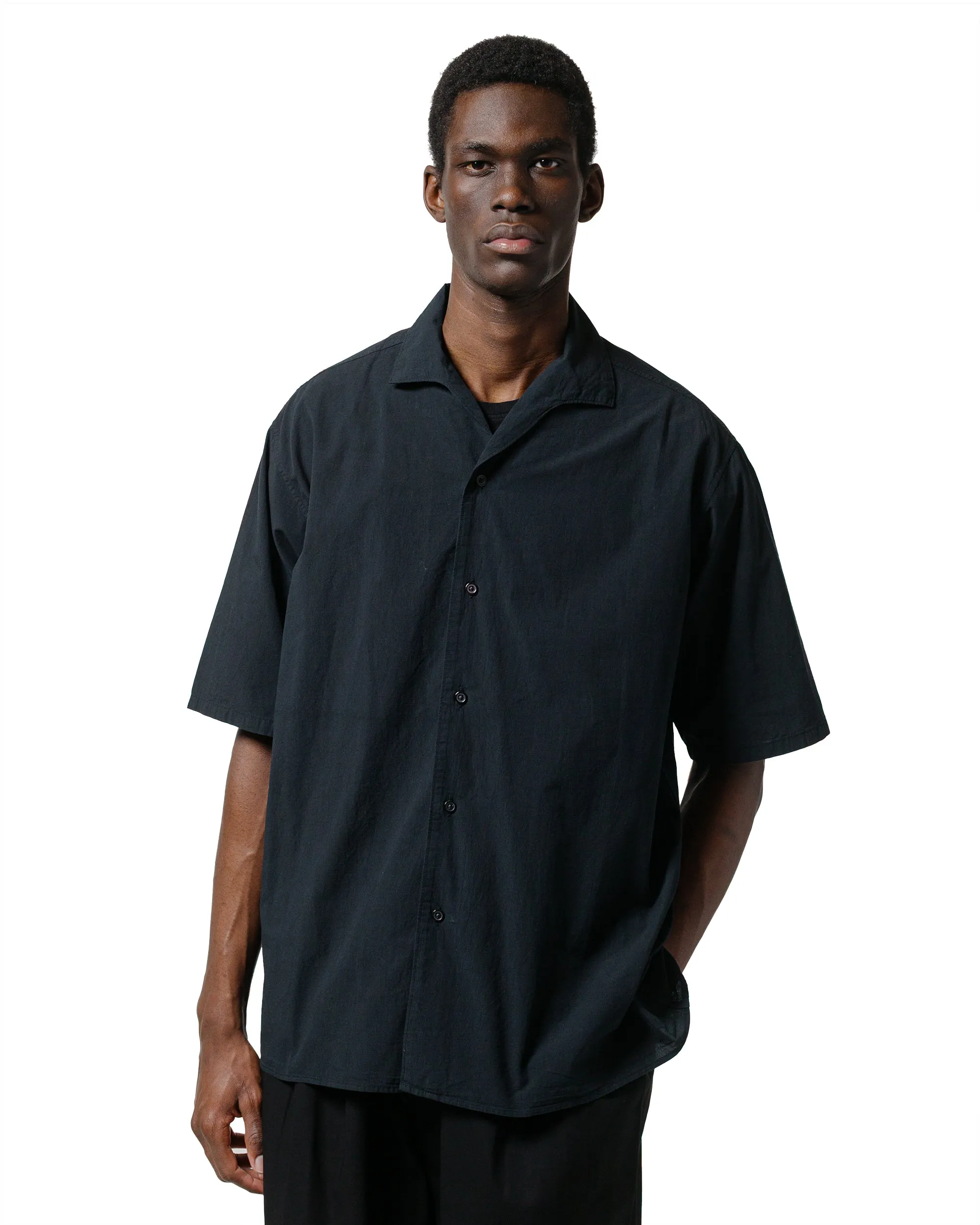 marka One Piece Collared Shirt 50/1 Organic Cotton High Twist Poplin Black sold by Lost & Found product image thumbnail 2