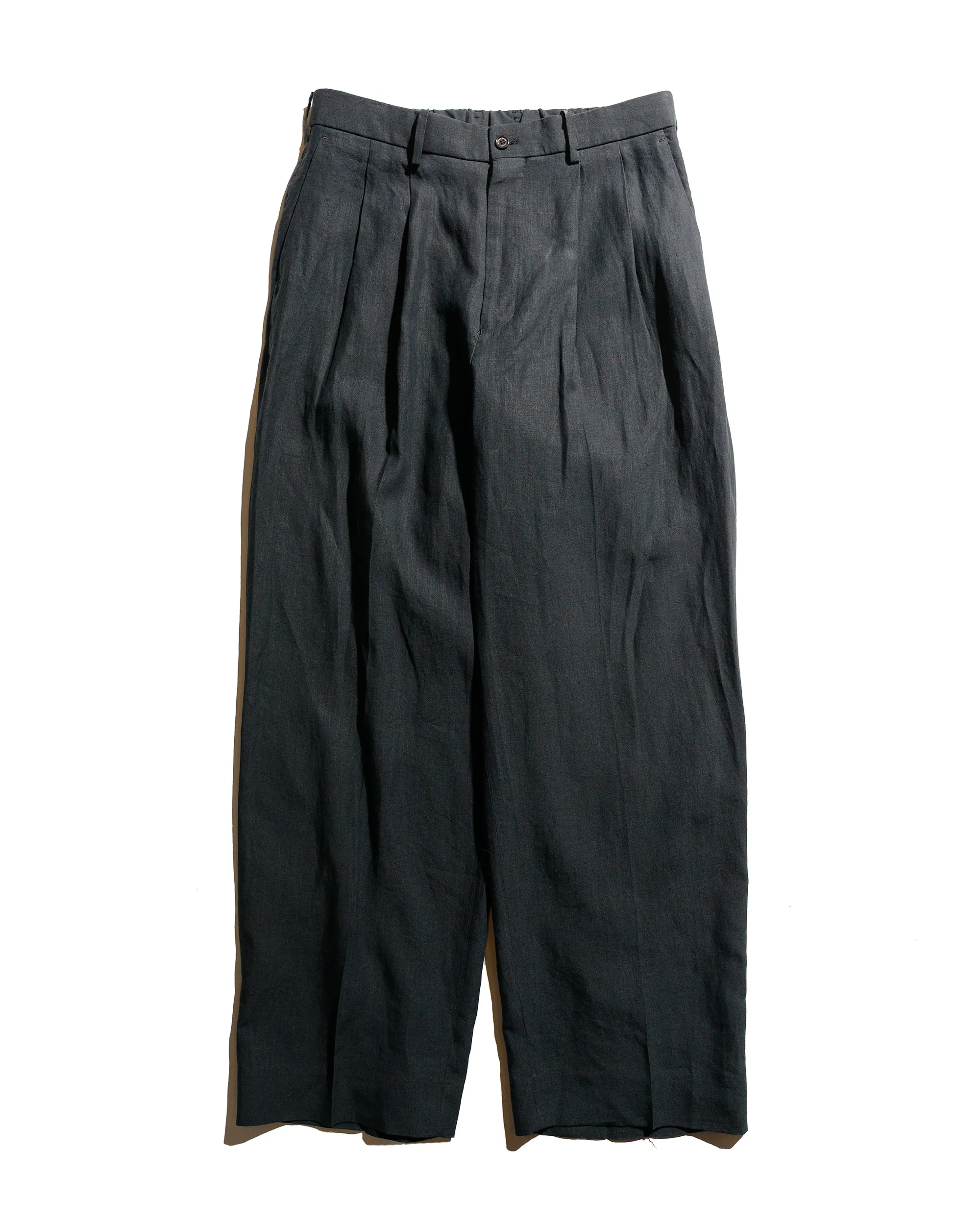 MARKAWARE Classic Fit Double Pleated Trousers 80/1 Hemp Typewriter-Cloth Black sold by Lost & Found