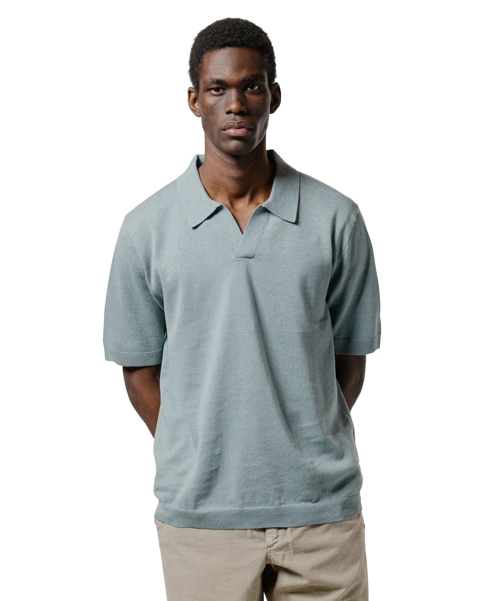 Norse Projects Leif Cotton Linen Polo Greyish Blue sold by Lost & Found product image thumbnail 2