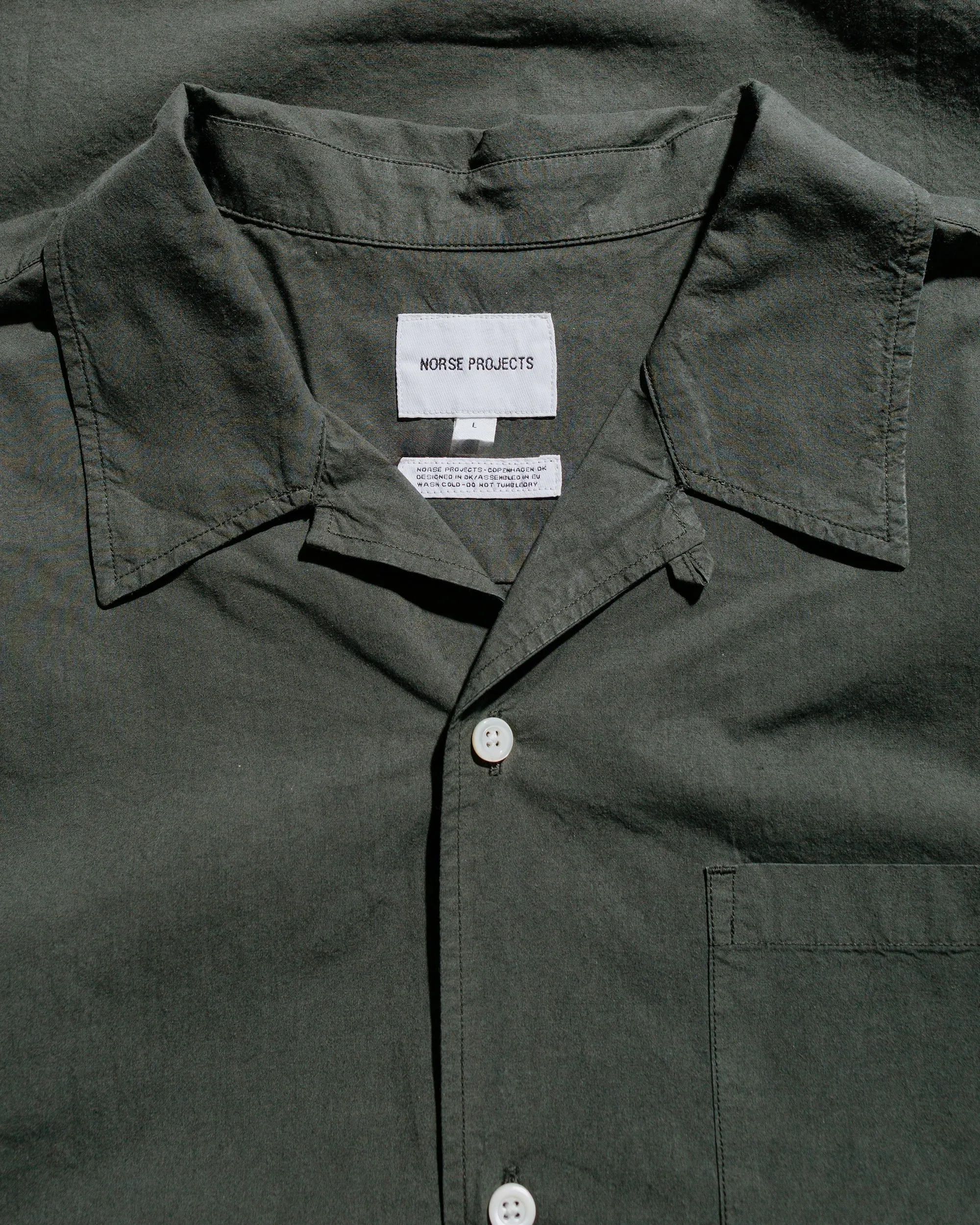 Norse Projects Carsten Cotton Tencel Shirt Black Olive sold by Lost & Found product image thumbnail 5