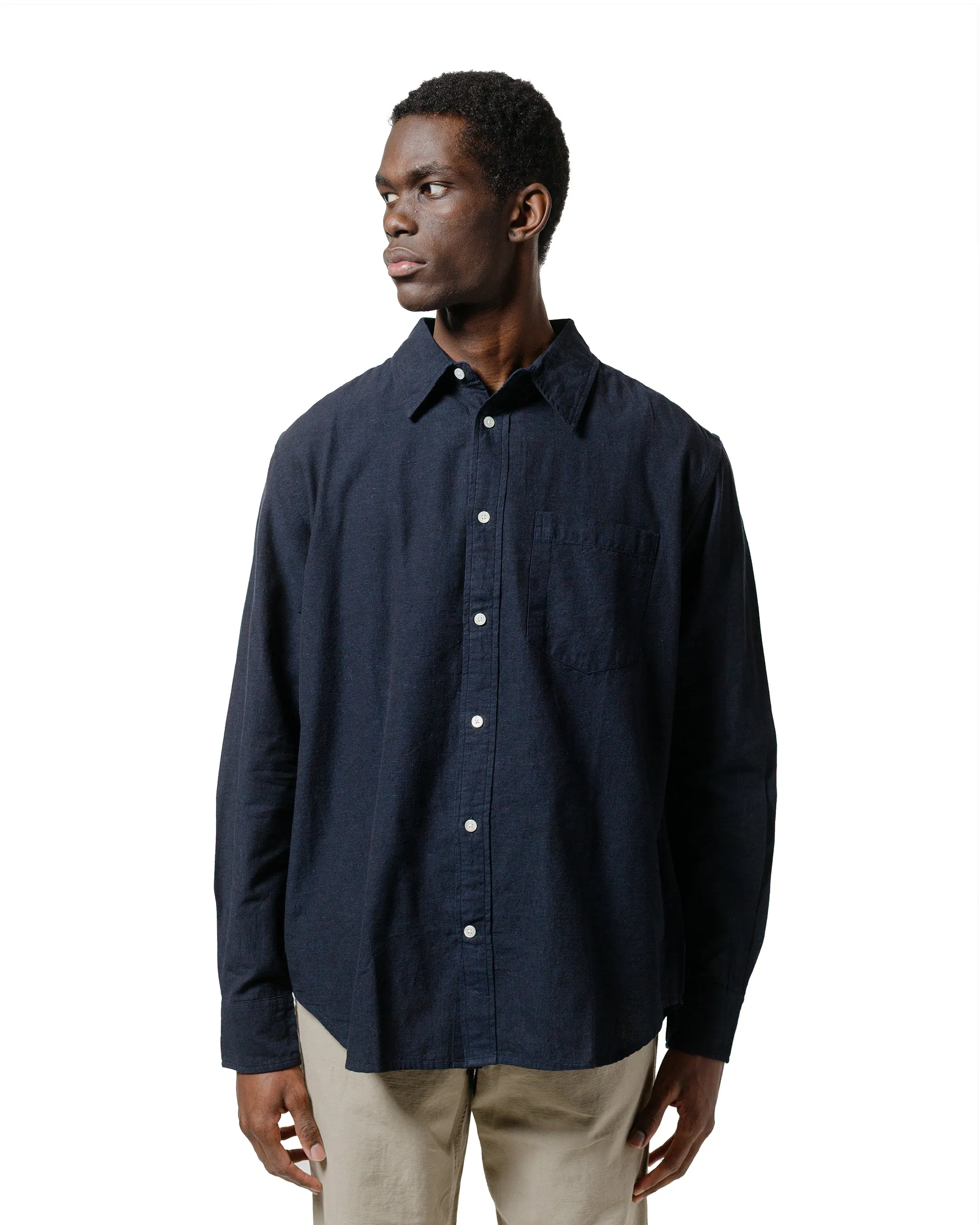 Norse Projects Algot Relaxed Cotton Linen Shirt Dark Navy sold by Lost & Found product image thumbnail 2