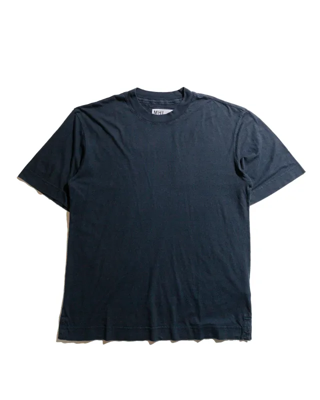 MHL Simple T-Shirt Organic Cotton Linen Jersey Navy sold by Lost & Found