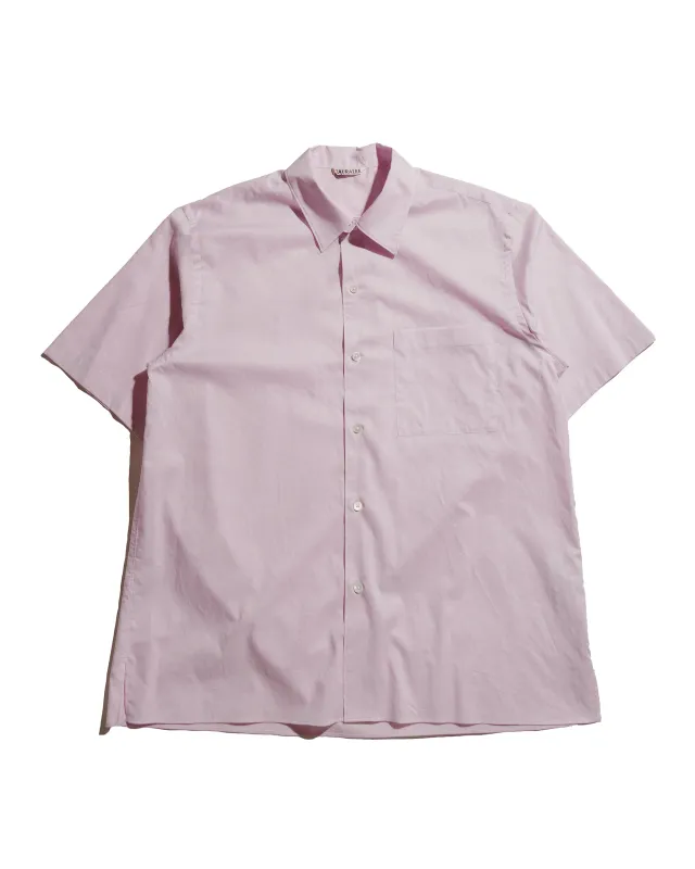 Auralee Washed Finx Typewriter Open Collar Half Sleeved Shirt Light Pink sold by Lost & Found