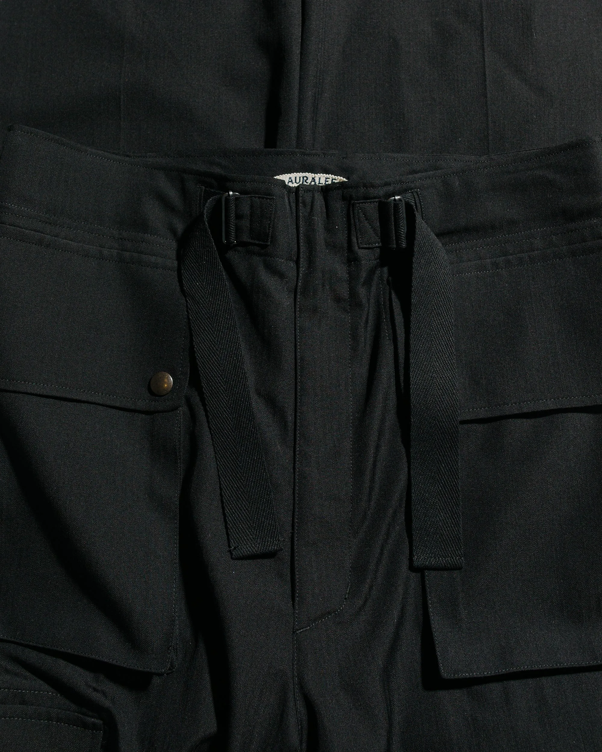 Auralee Wool Herringbone Cargo Pants Black sold by Lost & Found product image thumbnail 5