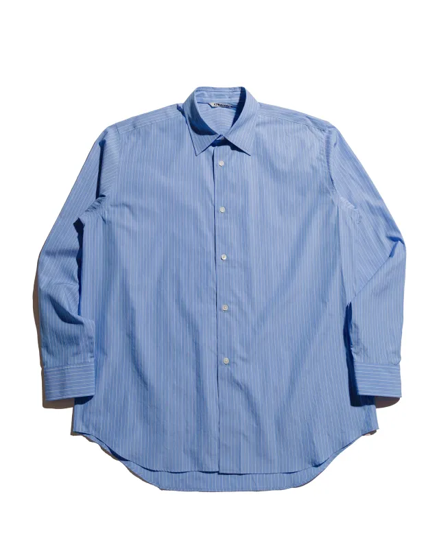 Auralee Suvin High Count Cloth Stripe Shirt Blue Stripe sold by Lost & Found