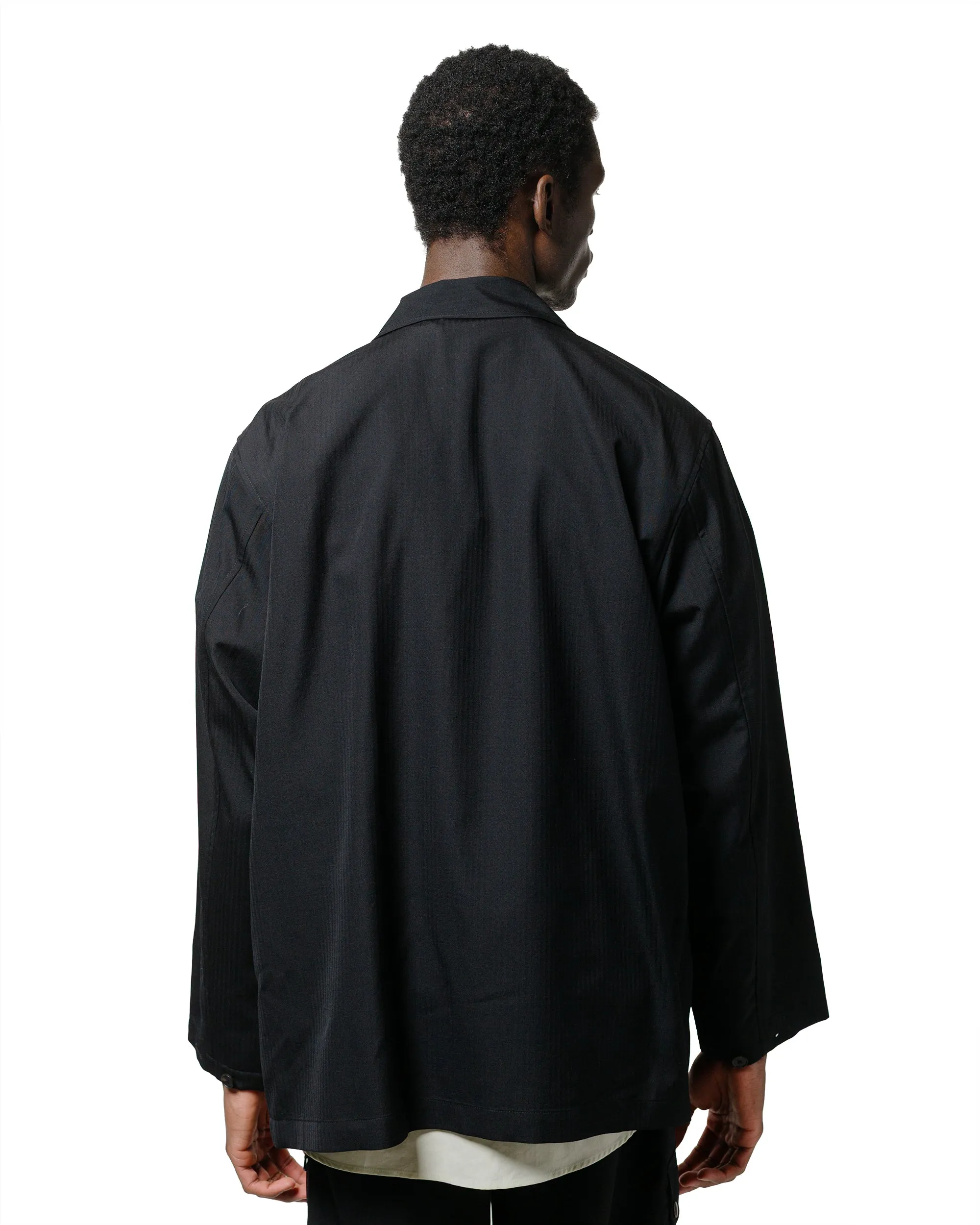 Auralee Wool Herringbone Over Shirt Black sold by Lost & Found product image thumbnail 3
