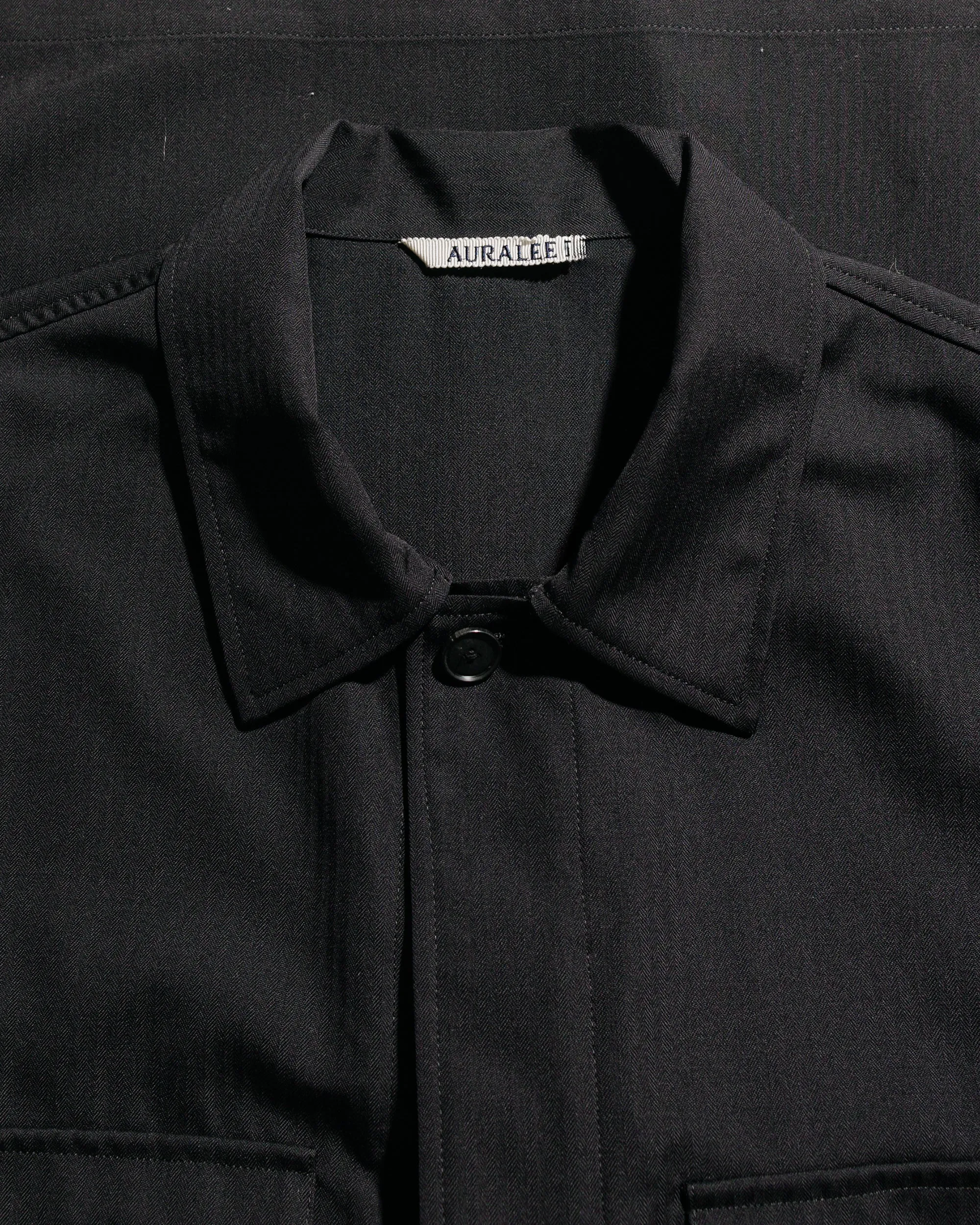 Auralee Wool Herringbone Over Shirt Black sold by Lost & Found product image thumbnail 5