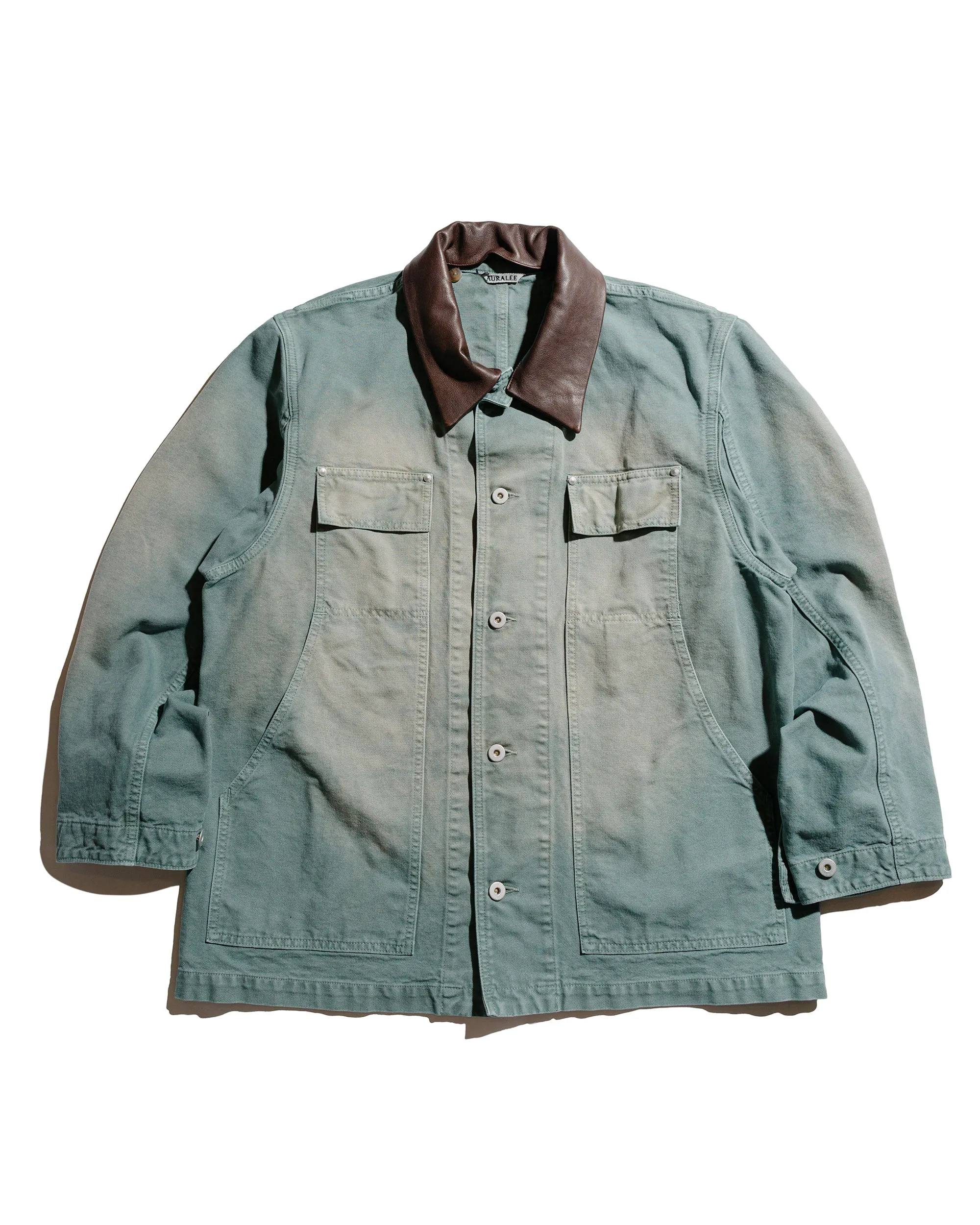Auralee Organic Cotton Duck Blouson Ash Green sold by Lost & Found