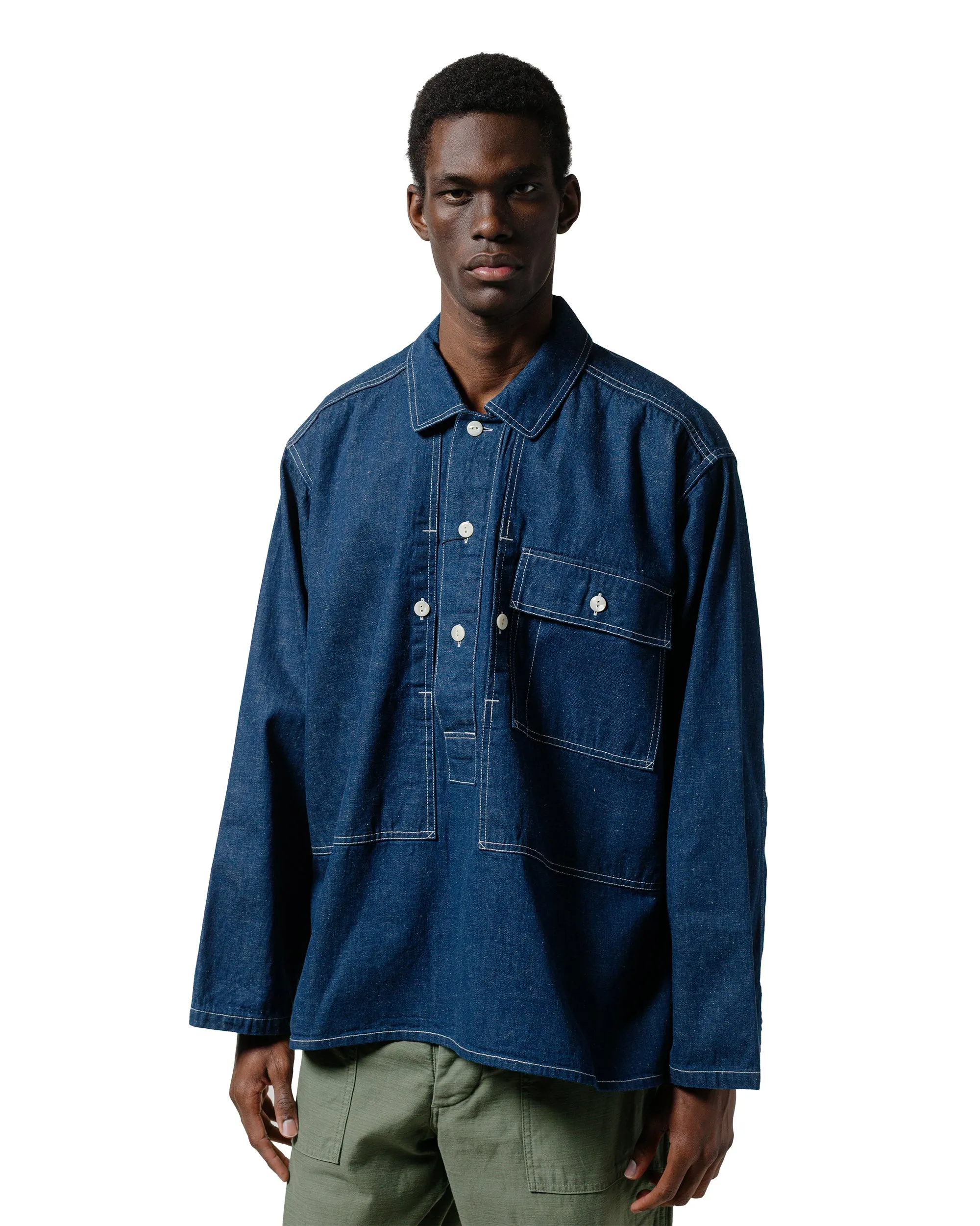 The Corona Utility CSJ004 Corona A.M Pullover Jacket 10oz Classics Denim Indigo sold by Lost & Found product image thumbnail 2