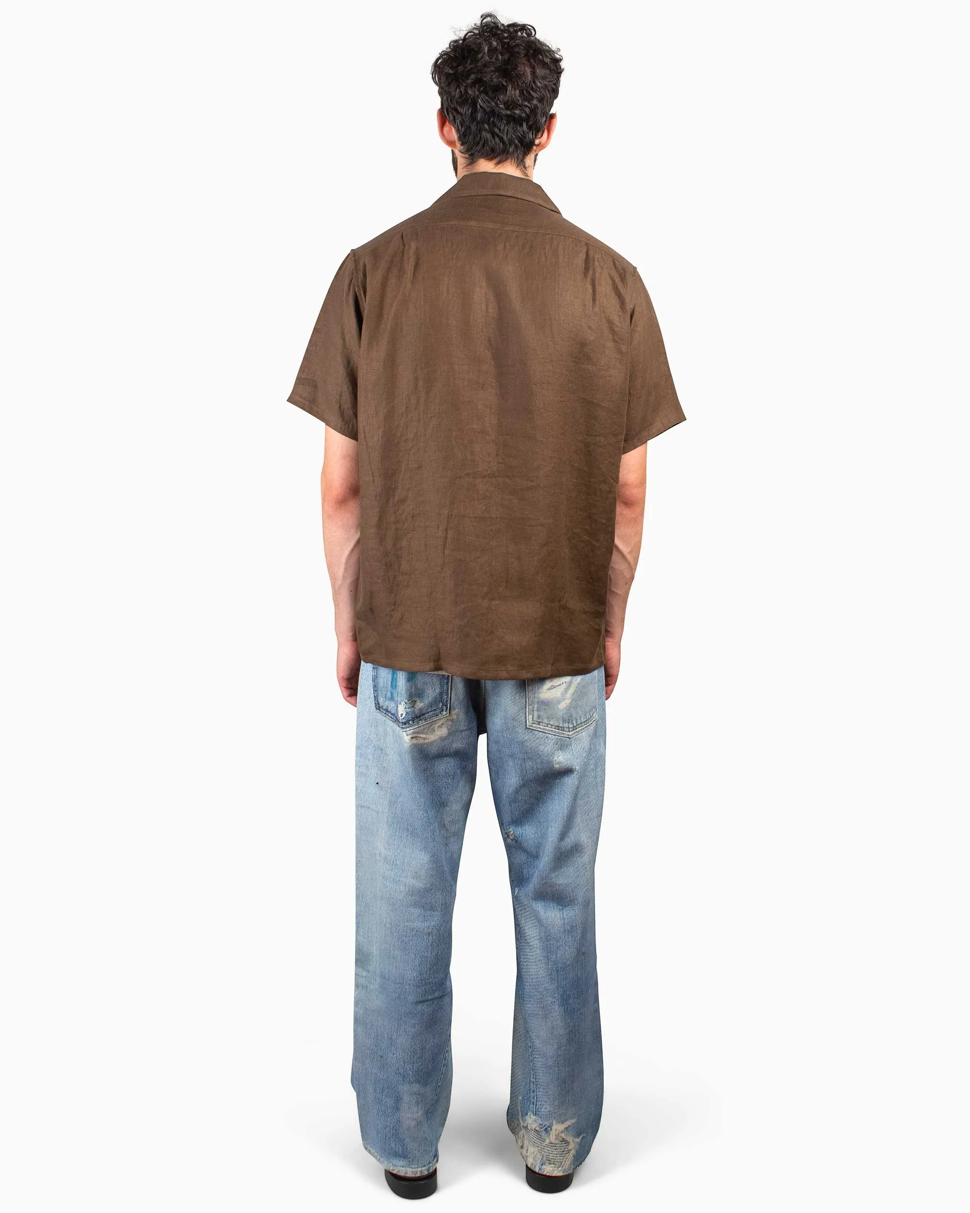 The Real McCoy's MS22010 Linen Open Collar Shirt Brown sold by Lost & Found product image thumbnail 3