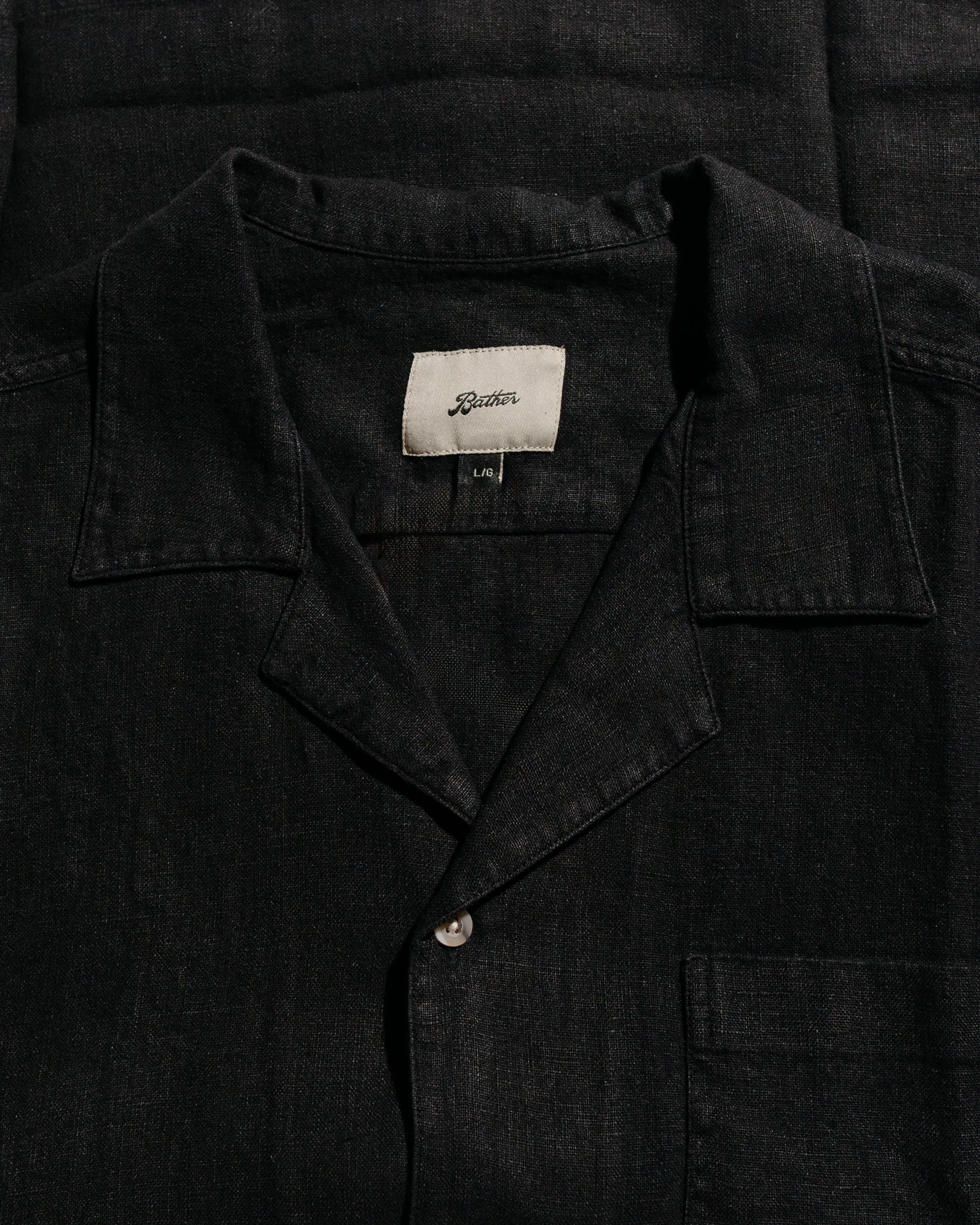 Bather Black Linen Camp Shirt sold by Lost & Found product image thumbnail 5