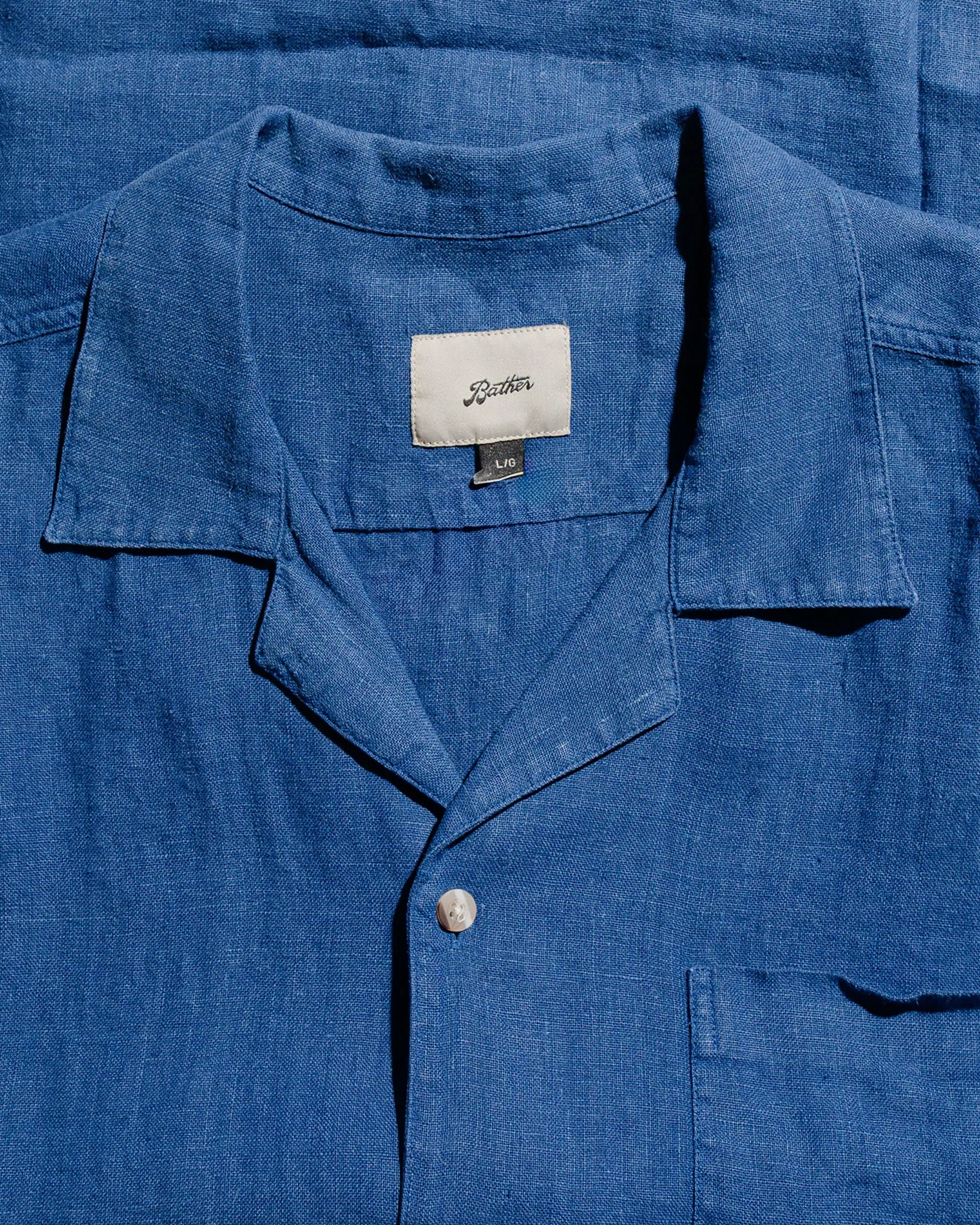 Bather Navy Linen Camp Shirt sold by Lost & Found product image thumbnail 3