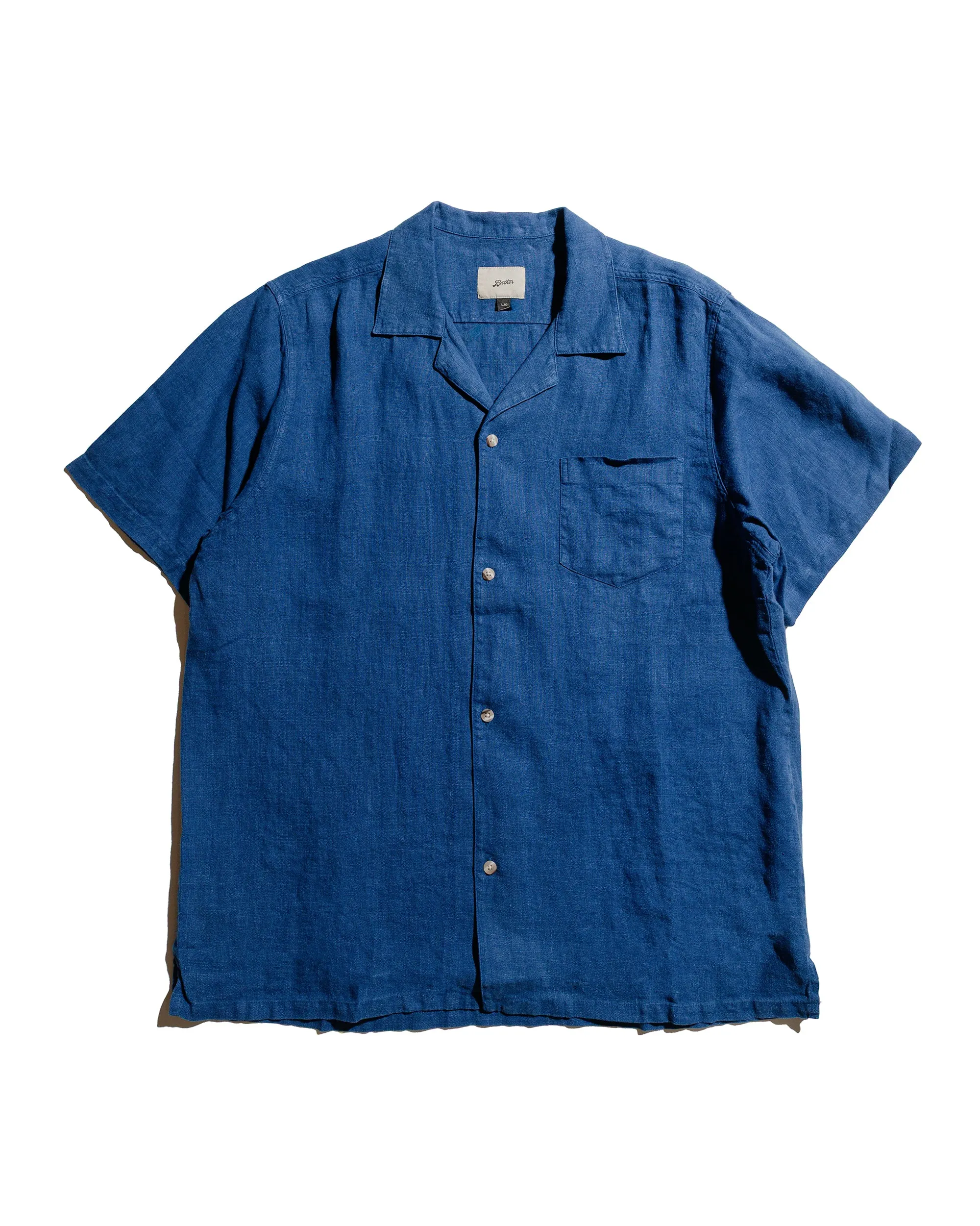 Bather Navy Linen Camp Shirt sold by Lost & Found