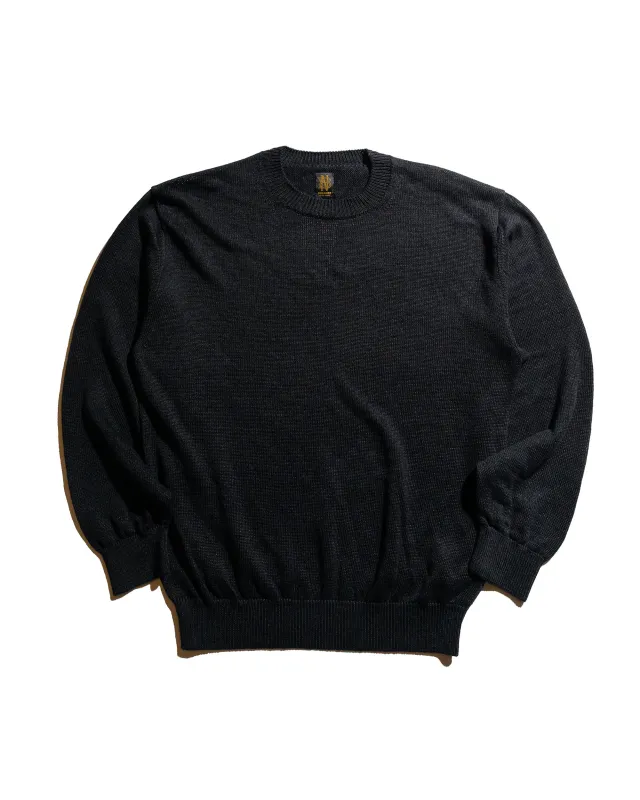 Batoner Washed High Count Linen Crew Neck Black sold by Lost & Found