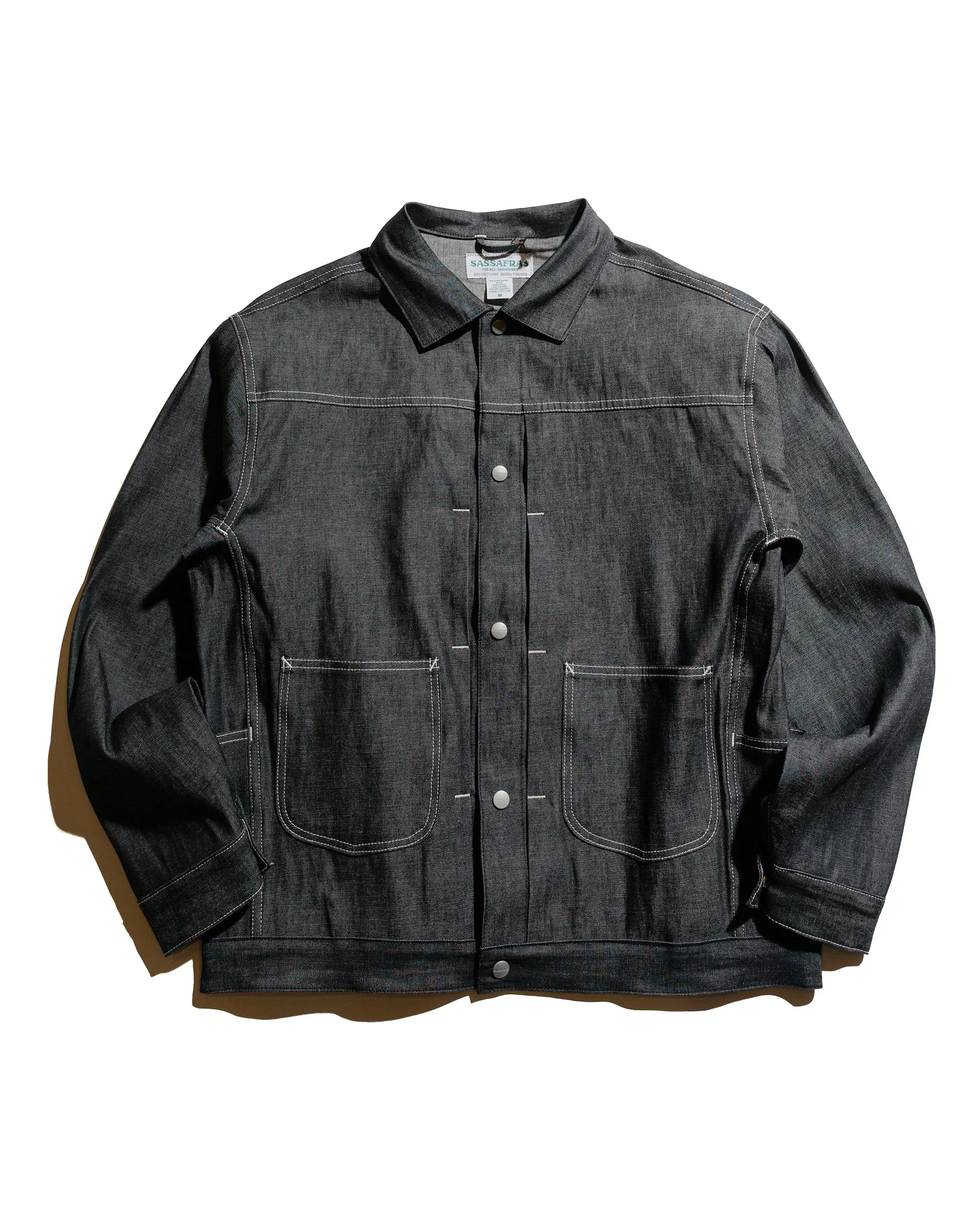 Sassafras Gardeners Jacket 8oz Military Denim Black sold by Lost & Found