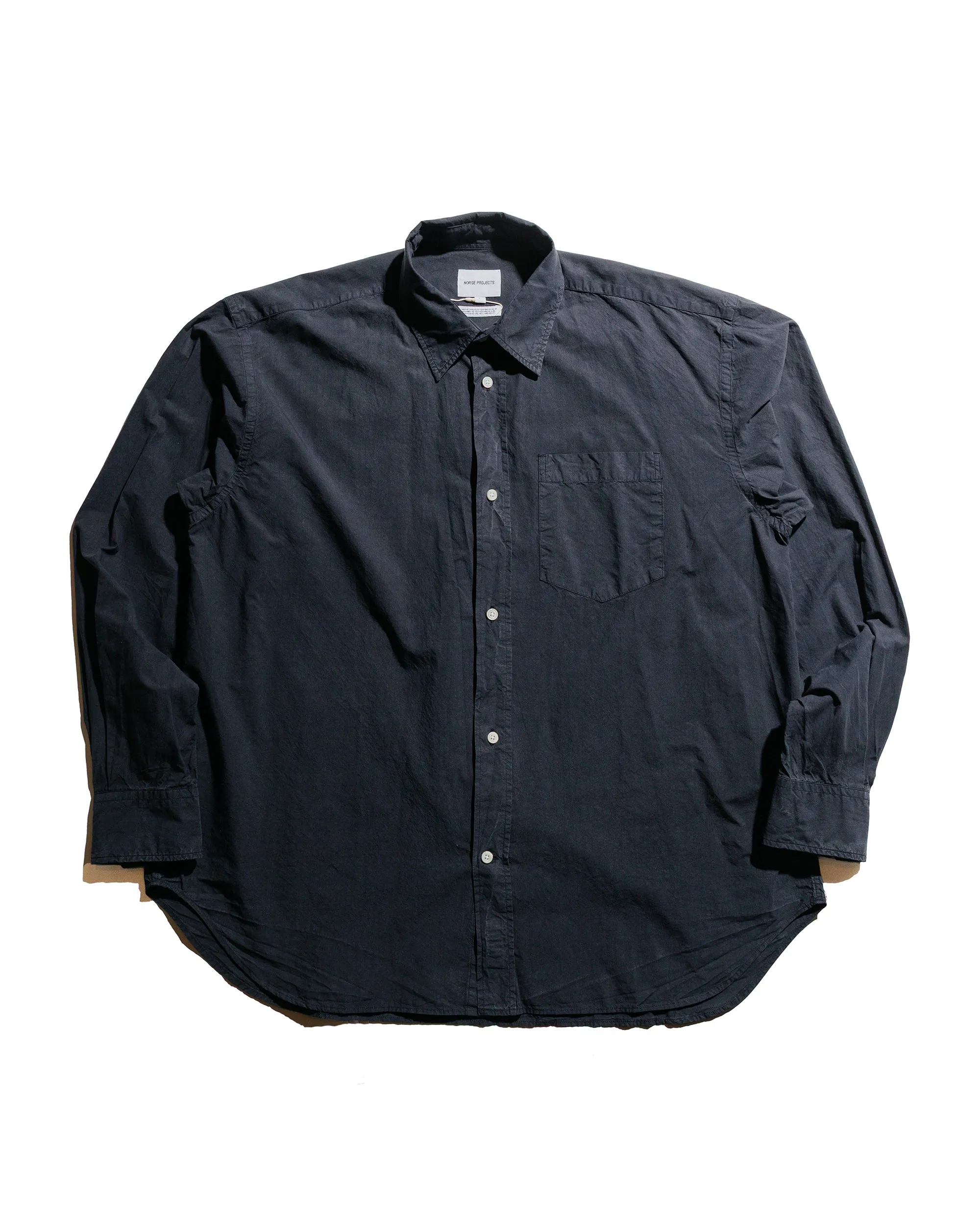 Norse Projects Ole Cotton Tencel Shirt Dark Navy sold by Lost & Found