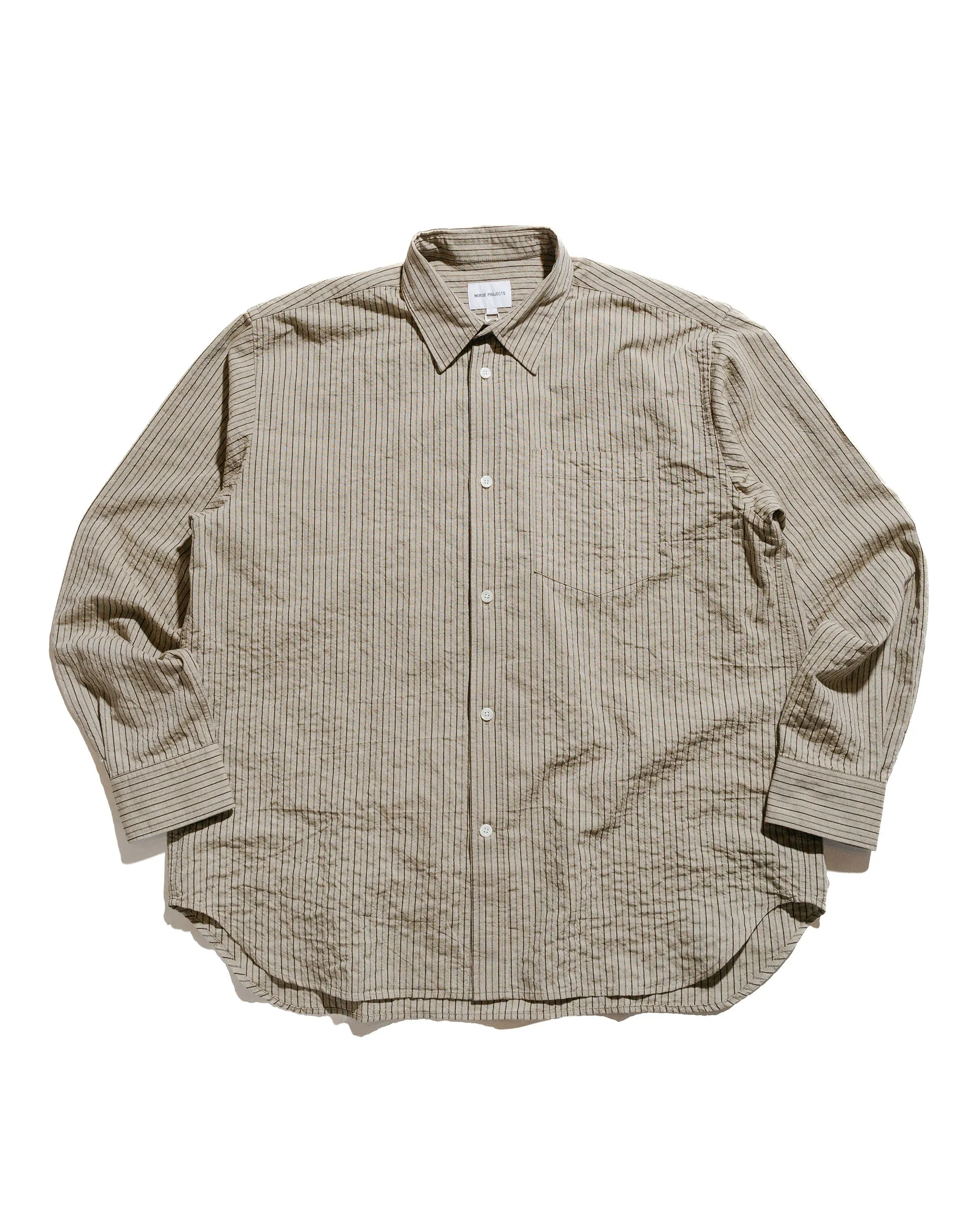 Norse Projects Ole Oversized Striped Shirt Clay sold by Lost & Found