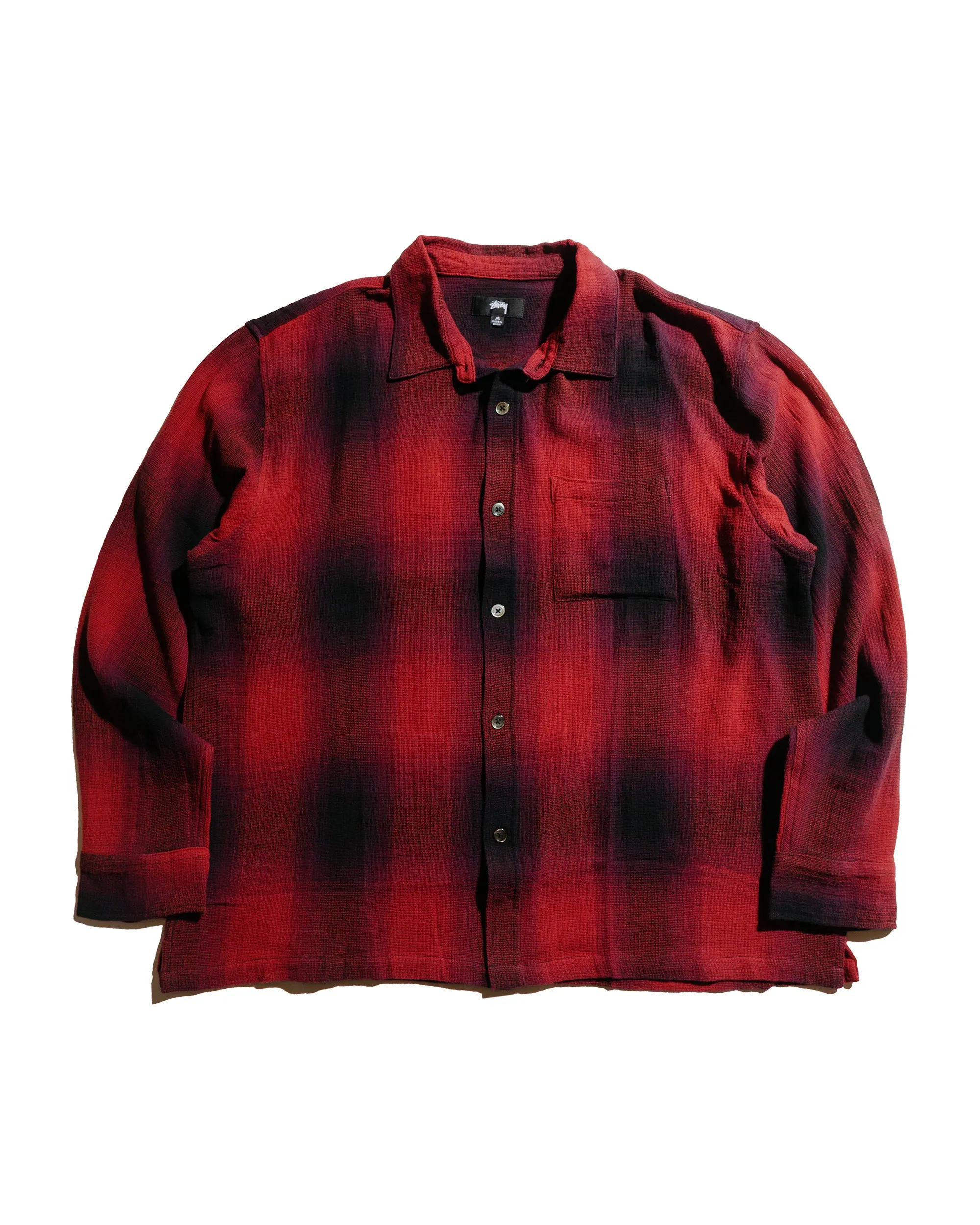 Stüssy Loose Weave Plaid Shirt Red sold by Lost & Found