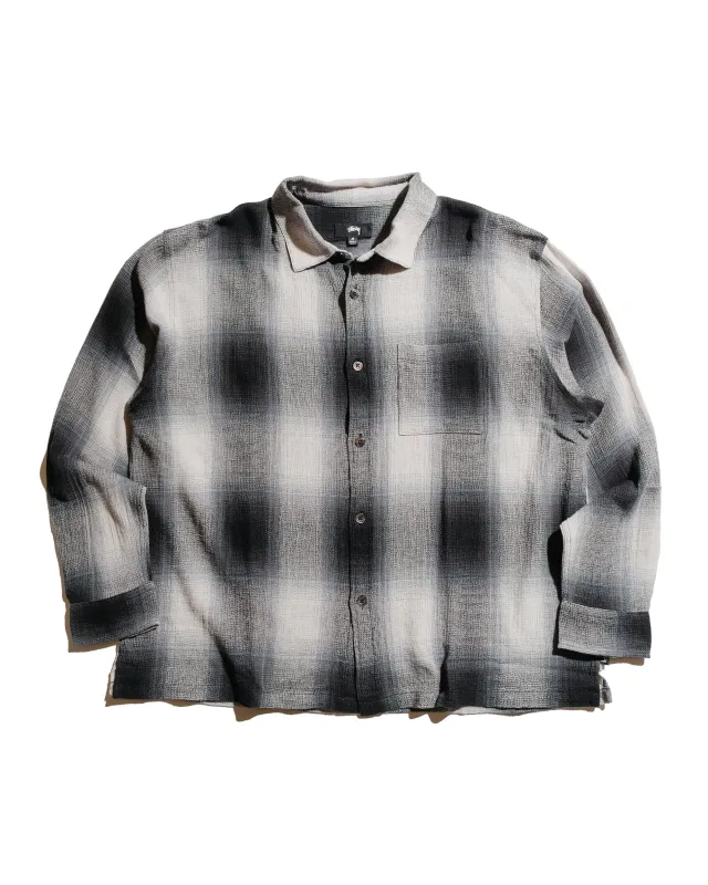 Stüssy Loose Weave Plaid Shirt Grey sold by Lost & Found