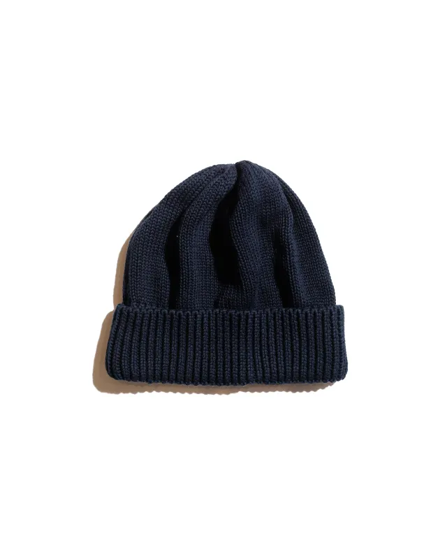 Found Feather Knit Roll Watch Cap Cotton Knit Navy sold by Lost & Found