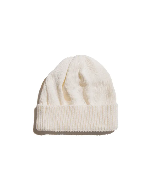 Found Feather Knit Roll Watch Cap Cotton Knit Ecru made by Found Feather