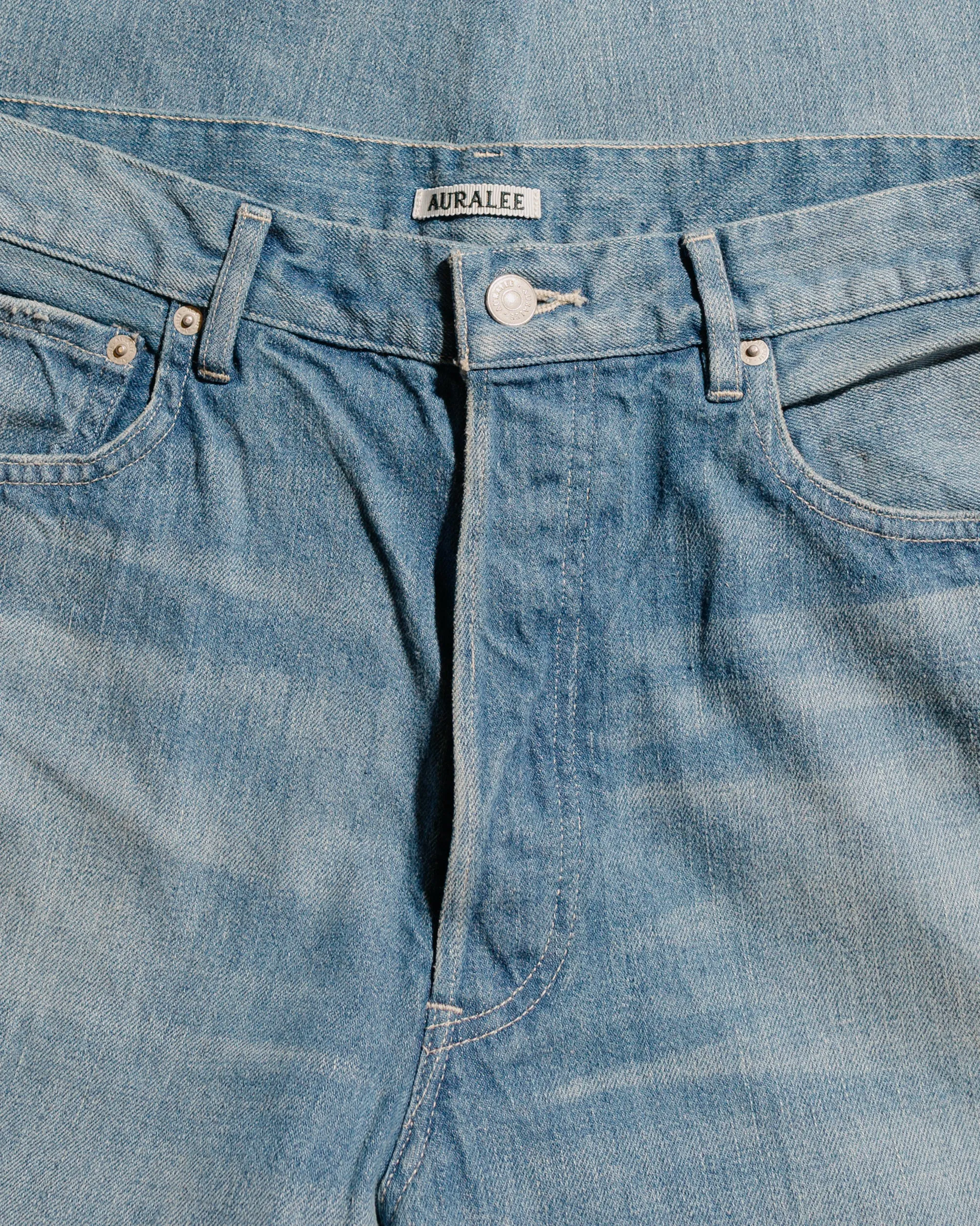 Auralee Selvedge Faded Light Denim Wide Pants Light Indigo sold by Lost & Found product image thumbnail 5