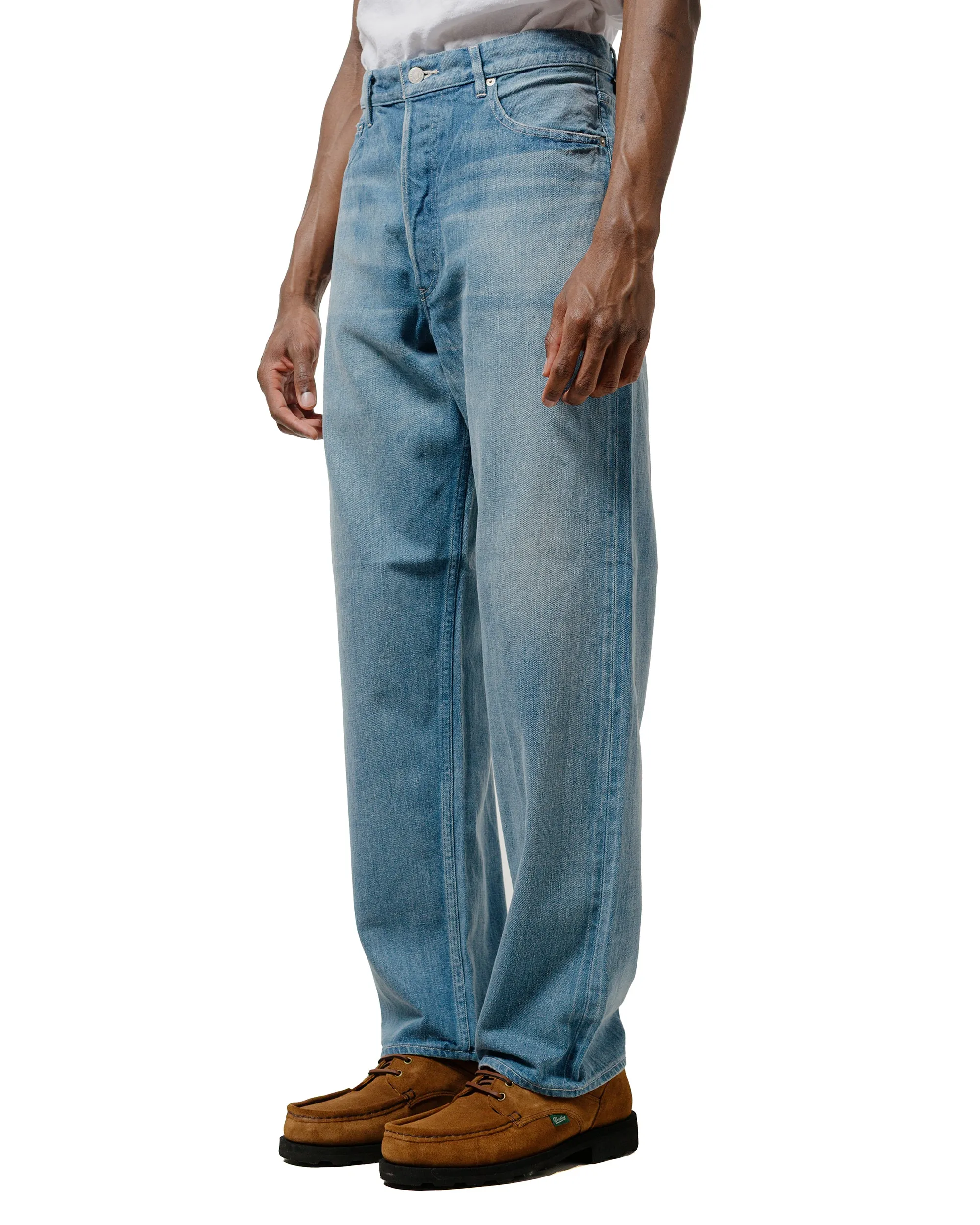 Auralee Selvedge Faded Light Denim Wide Pants Light Indigo sold by Lost & Found product image thumbnail 2