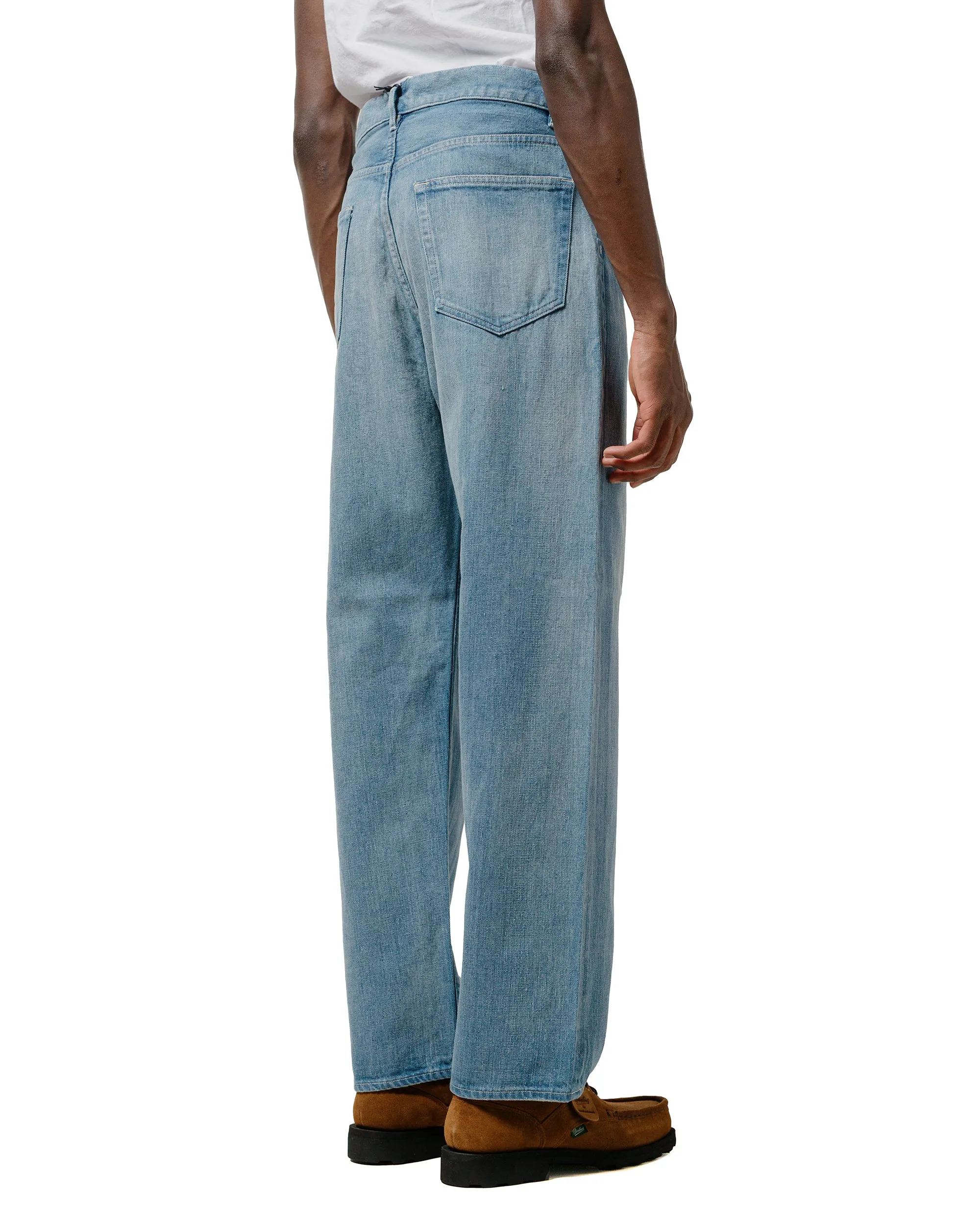 Auralee Selvedge Faded Light Denim Wide Pants Light Indigo sold by Lost & Found product image thumbnail 3