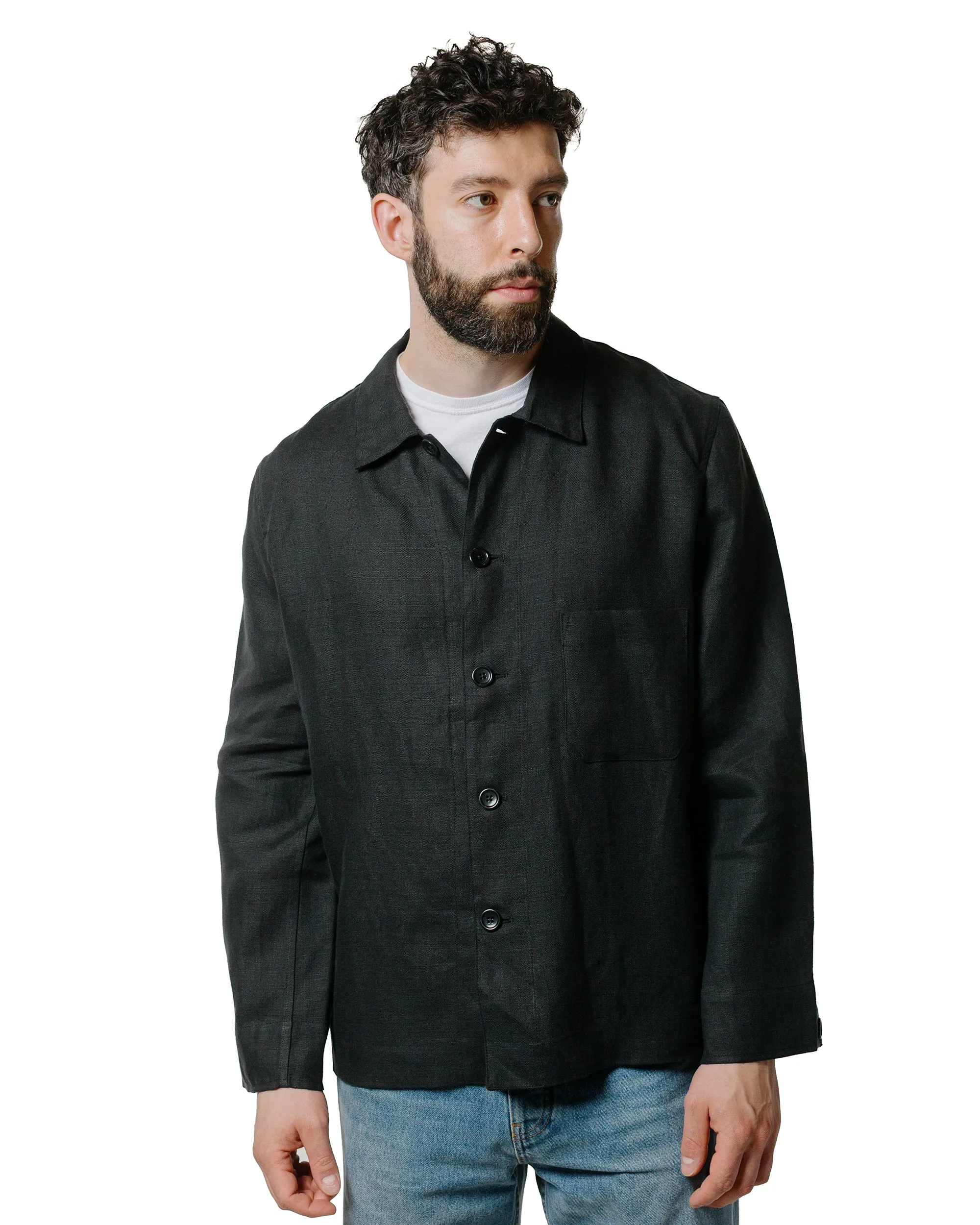 James Coward Transport Shirt Black Welterweight Belgian Linen sold by Lost & Found product image thumbnail 2