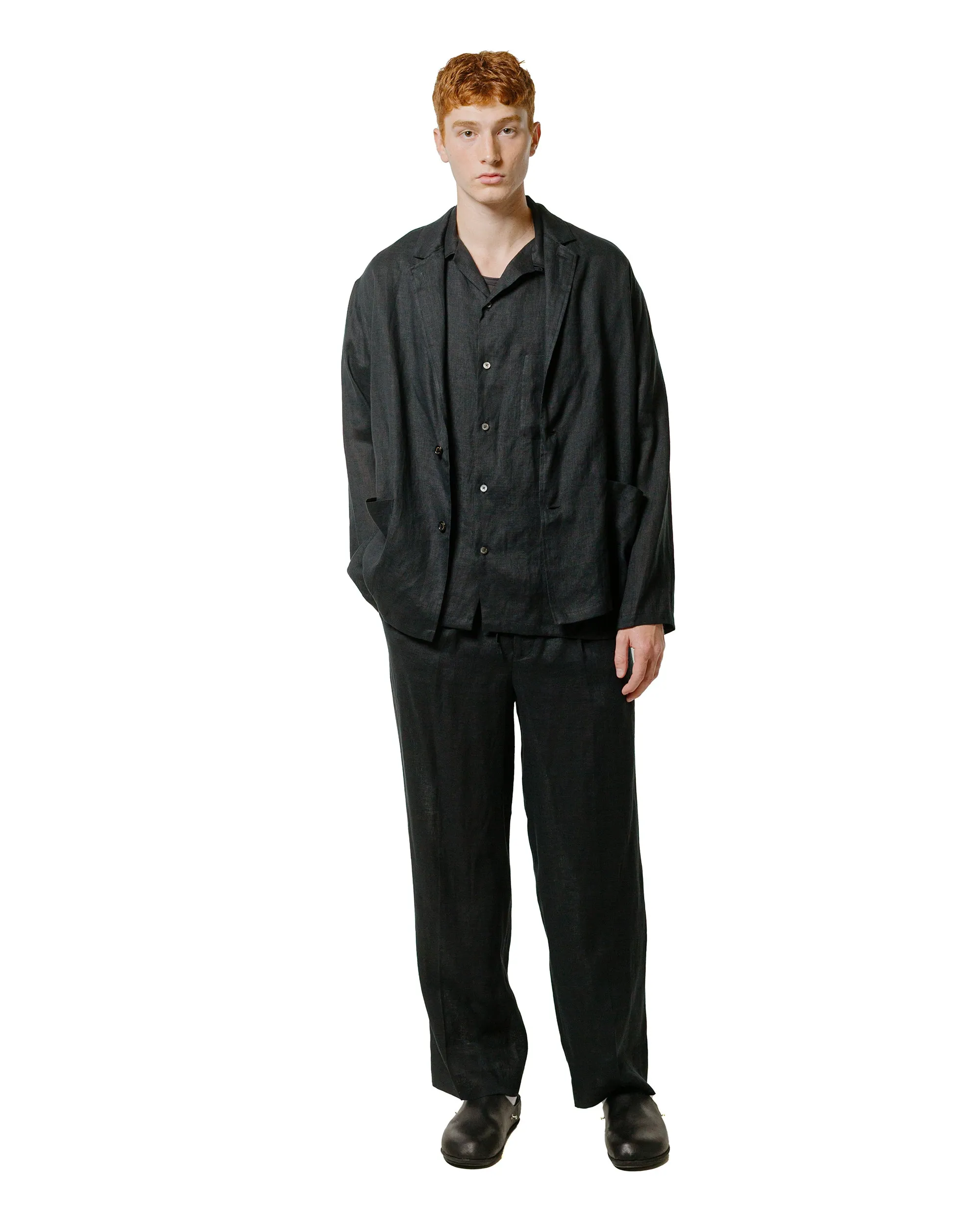 MARKAWARE New Open Collar S/S Shirt Hemp Shirting Black sold by Lost & Found product image thumbnail 4