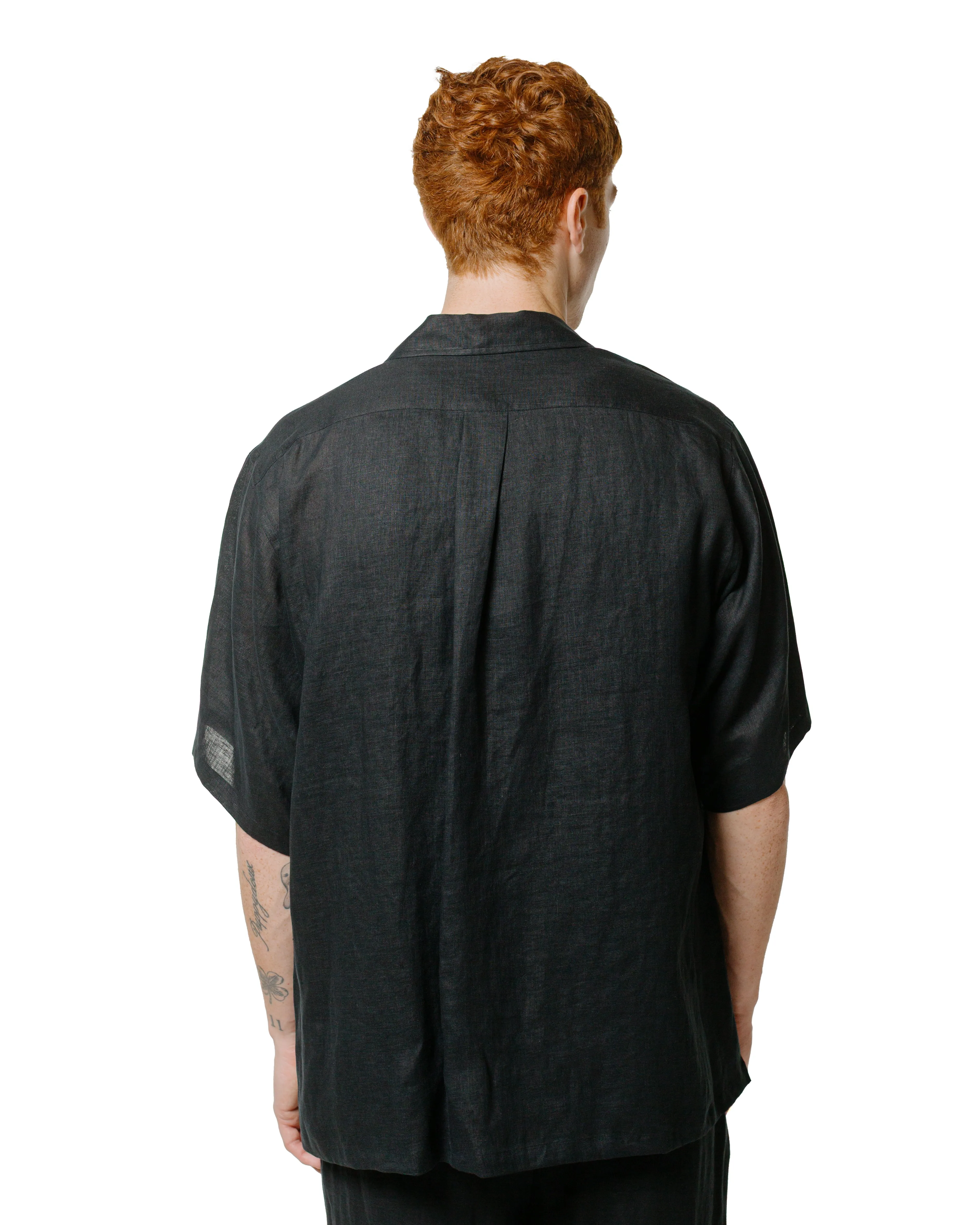 MARKAWARE New Open Collar S/S Shirt Hemp Shirting Black sold by Lost & Found product image thumbnail 3