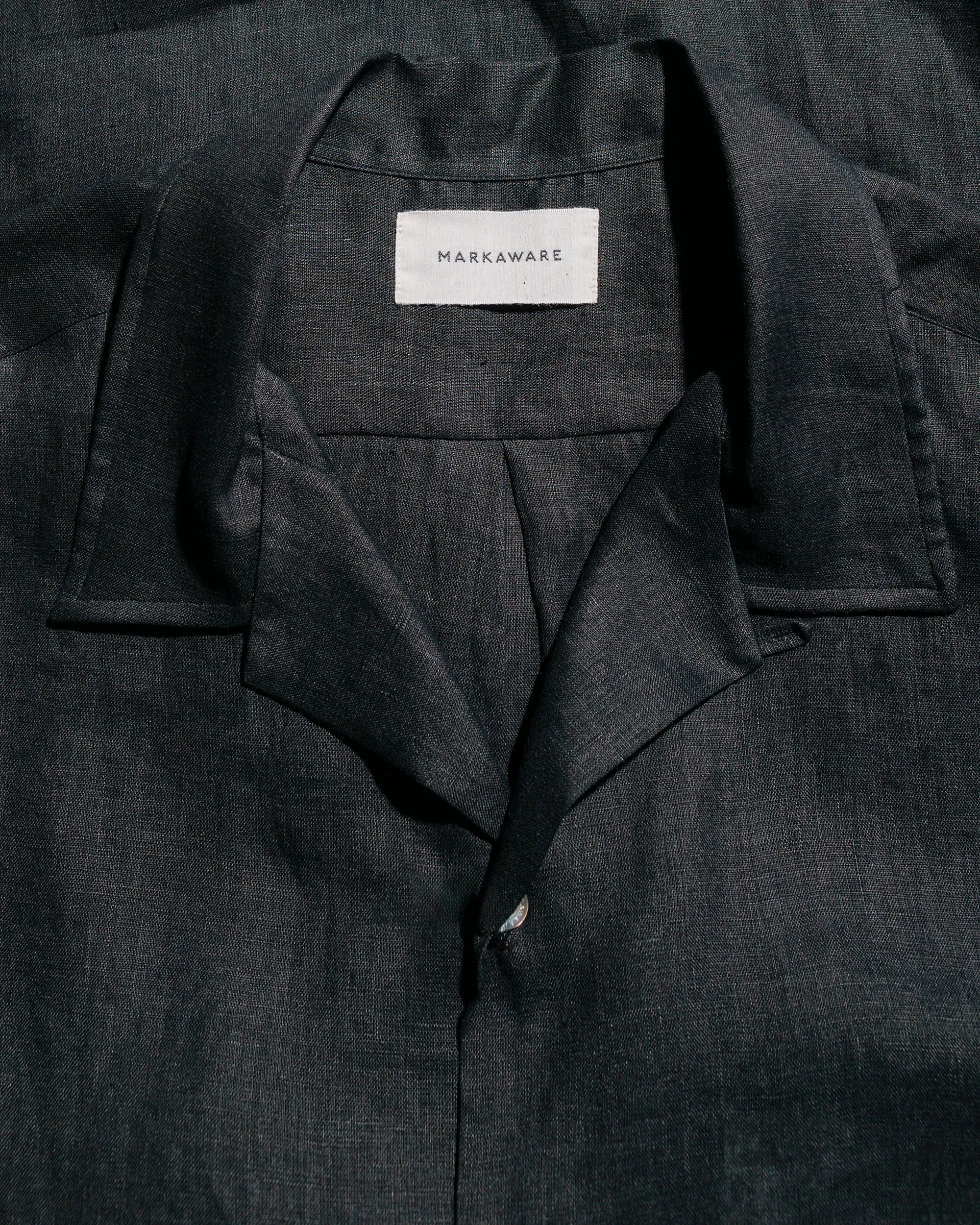 MARKAWARE New Open Collar S/S Shirt Hemp Shirting Black sold by Lost & Found product image thumbnail 5